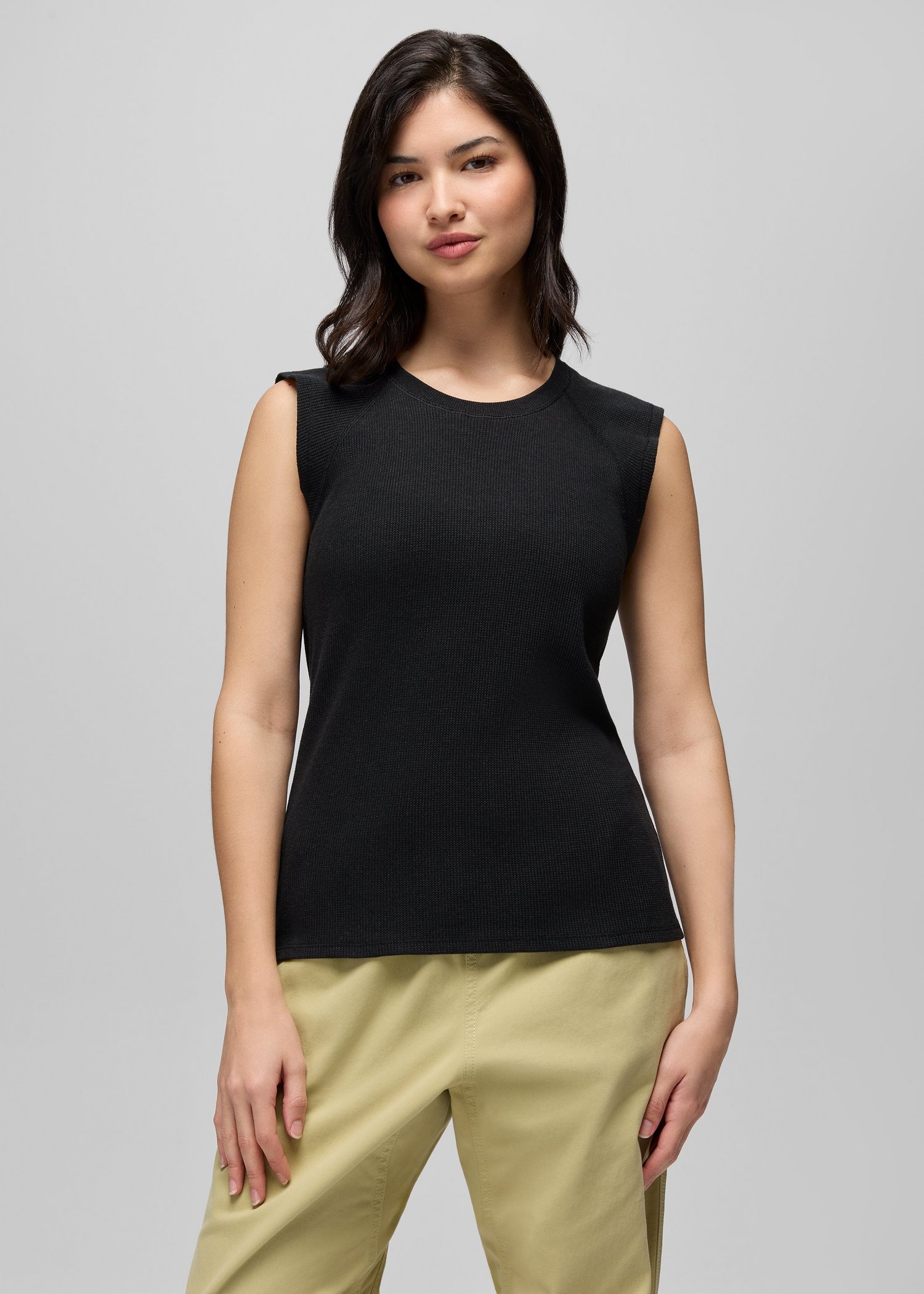 Womens prAna Touchstone Muscle Tank - Black Heather