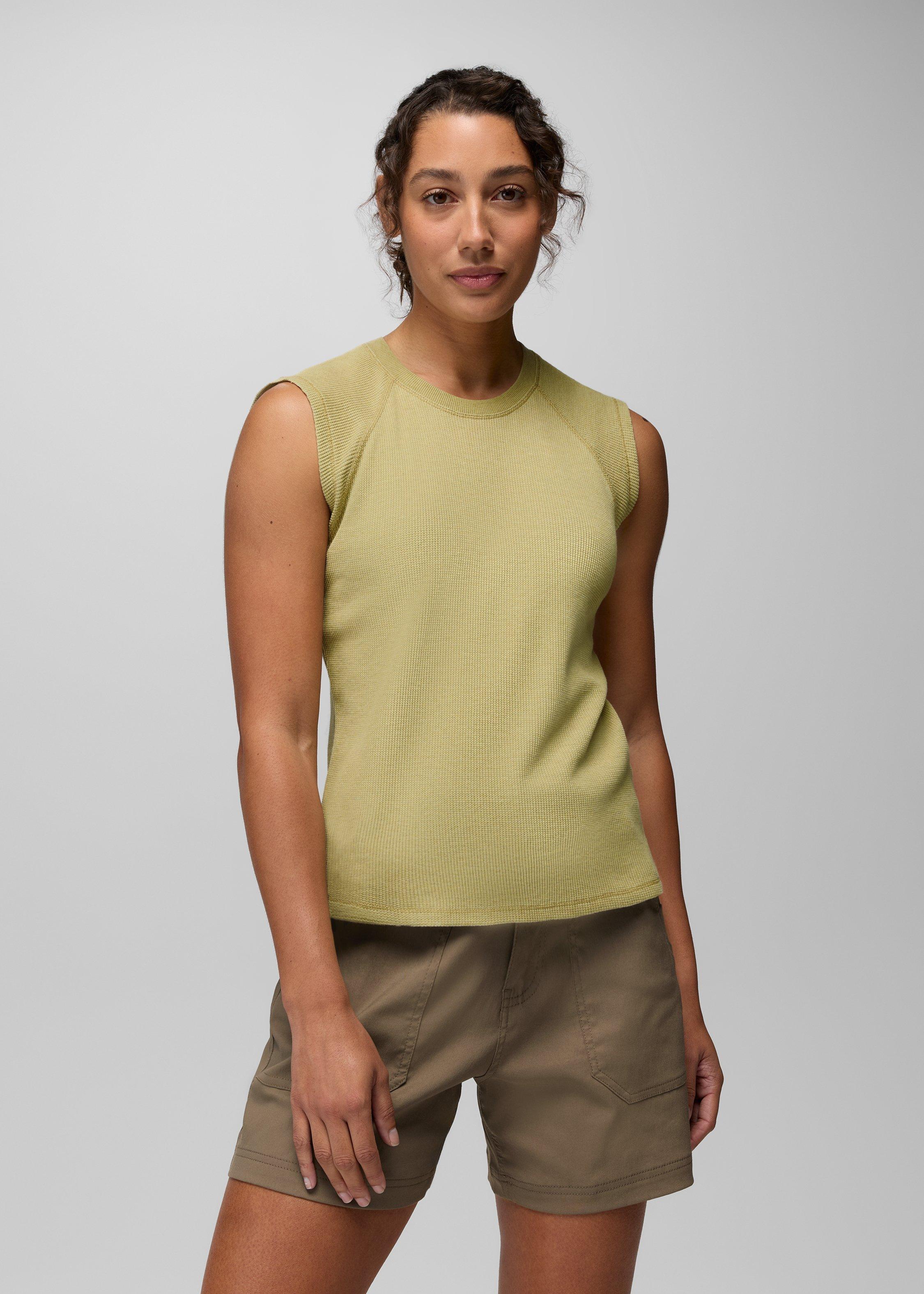 Womens prAna Touchstone Muscle Tank - Jackfruit Heather