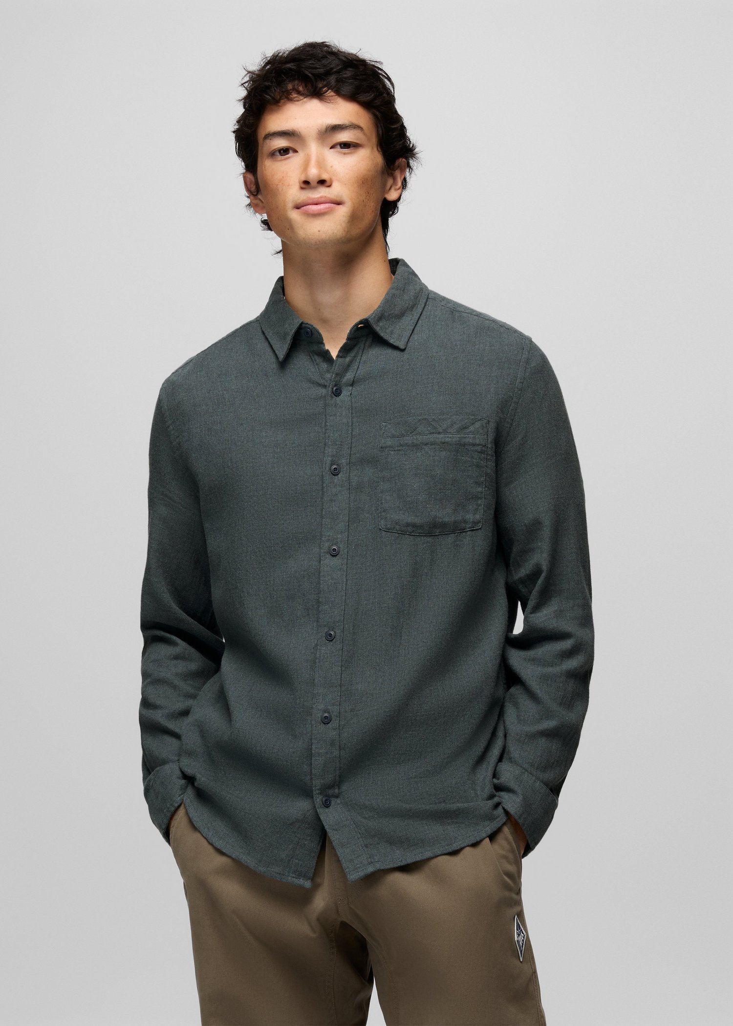 Mens prAna Mendocino Shirt - Grey Blue