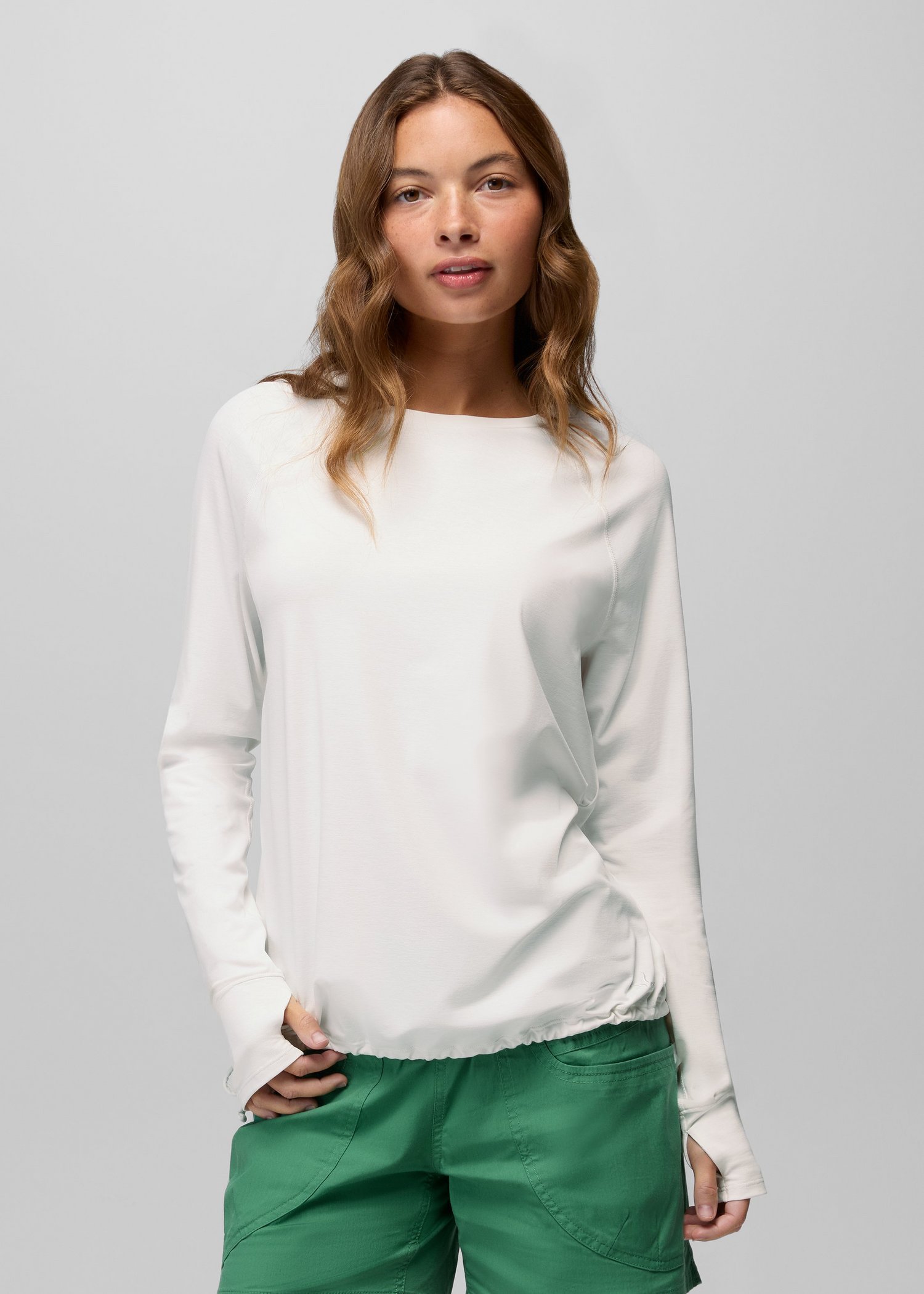 Womens prAna Eileen Cinch Long Sleeve Top - Soft White