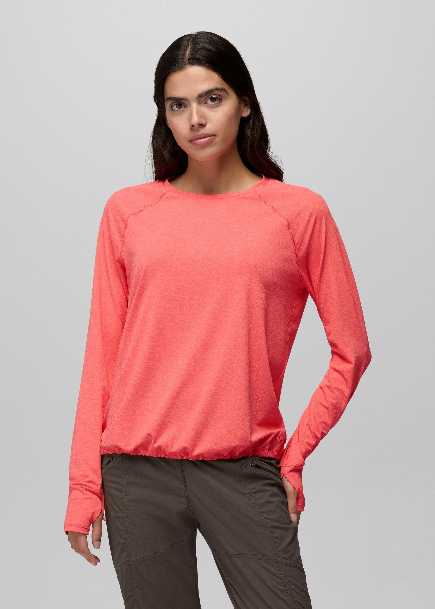 Womens prAna Eileen Cinch Long Sleeve Top - Guava Pop