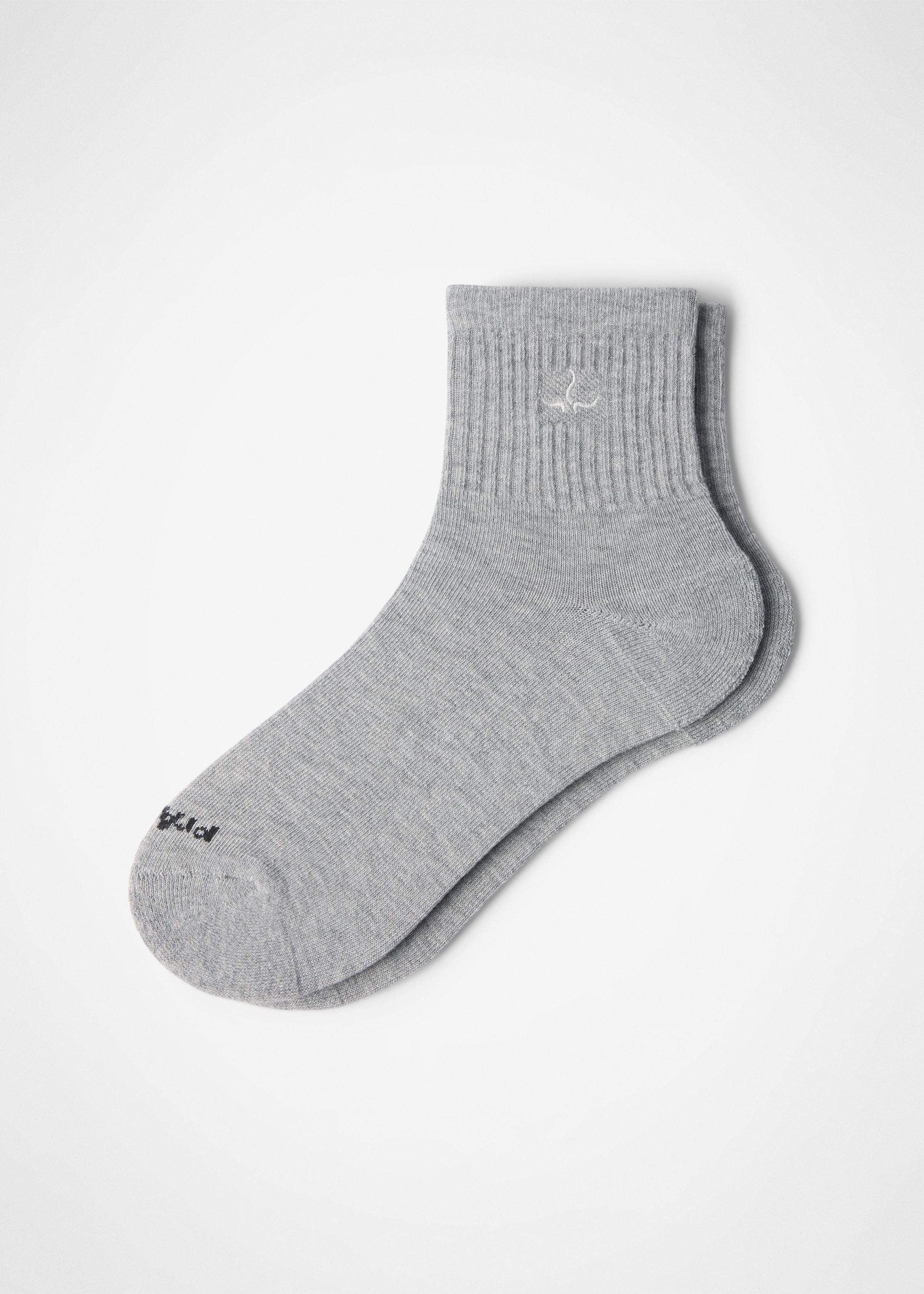 Gender Neutral prAna Horns Half Crew Sock - Heather Grey / Soft White