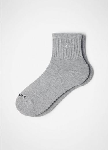 prAna Horns Half Crew Sock, Color: Heather Grey / Soft White, image 1