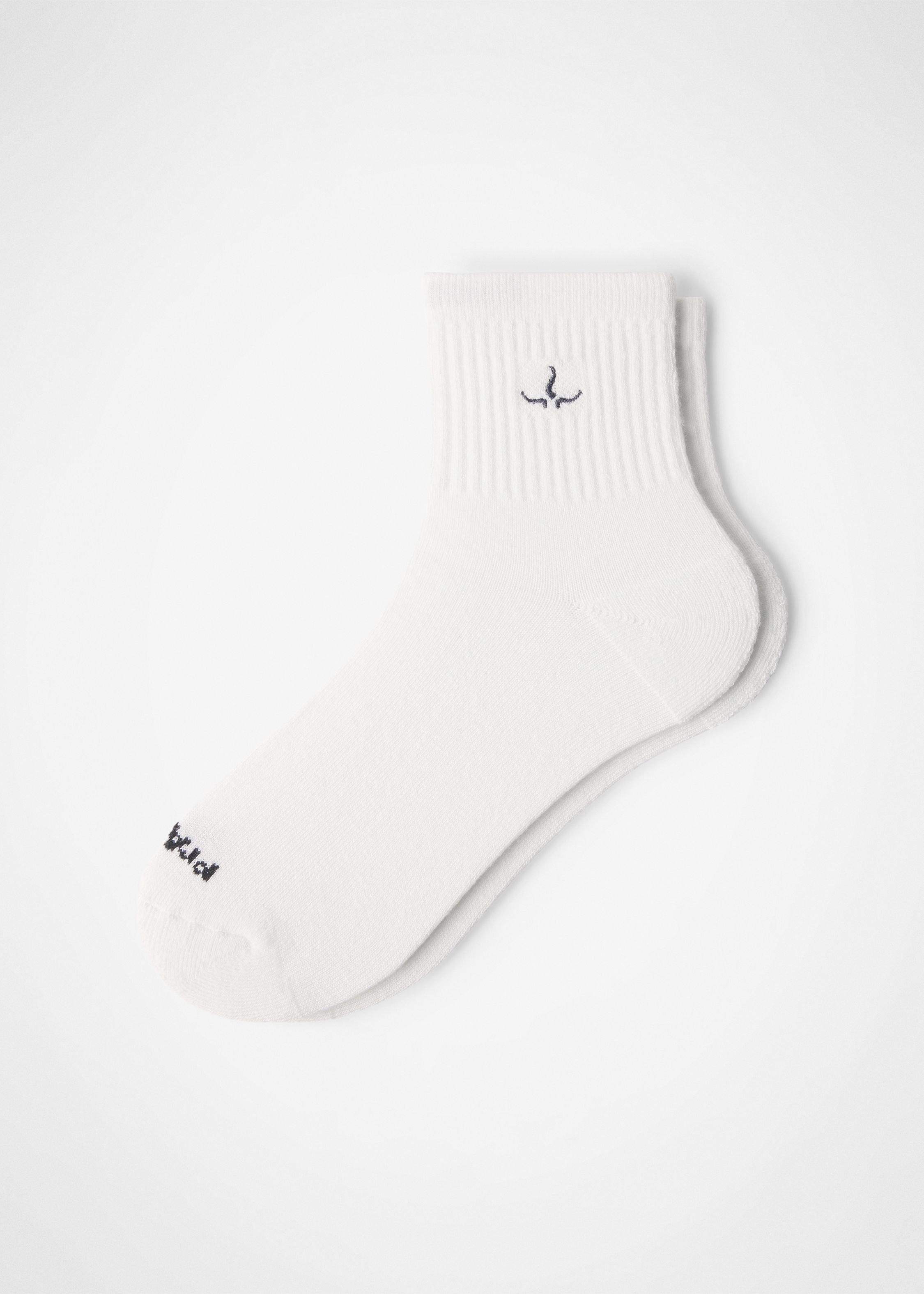 Gender Neutral prAna Horns Half Crew Sock - Soft White / Shadow