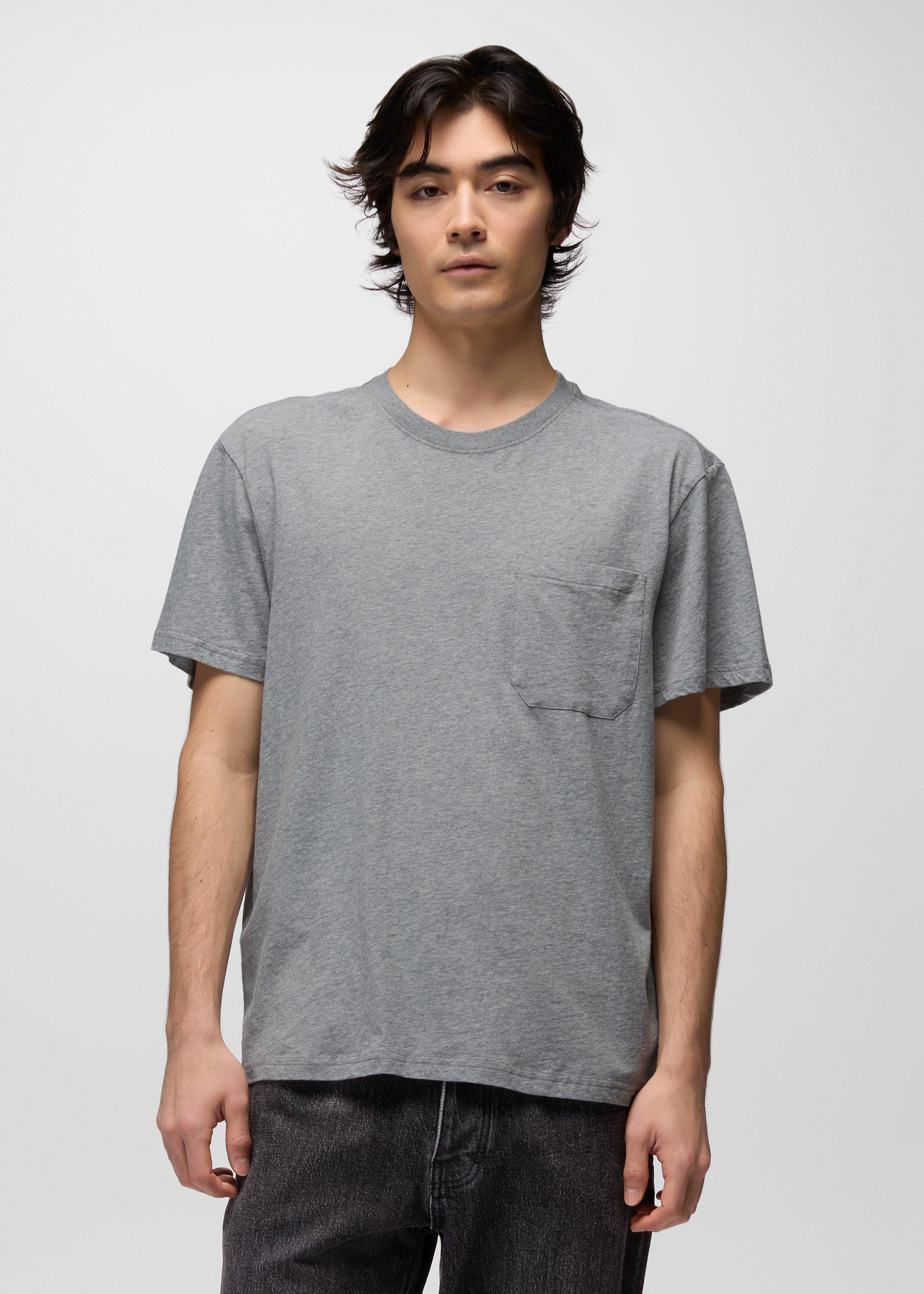 Mens prAna Everyday Relaxed Pocket Tee - Medium Heather Grey