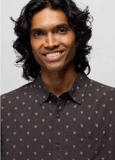 Metador Short Sleeve Shirt, Color: Basalt Palm Trees, image 3