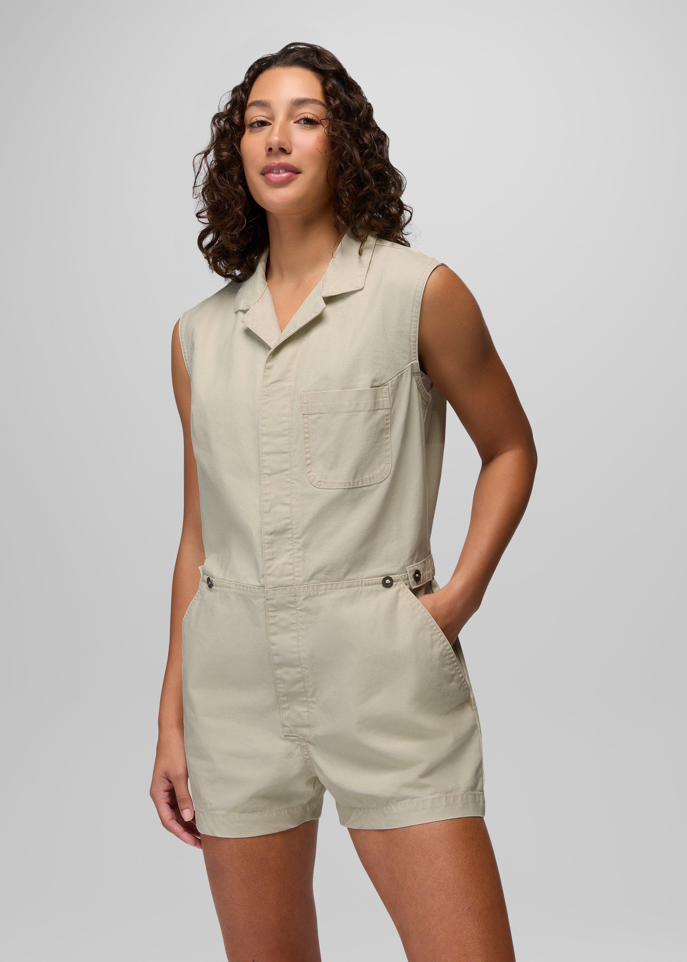 Womens prAna Suton Romper - Beach Pebble