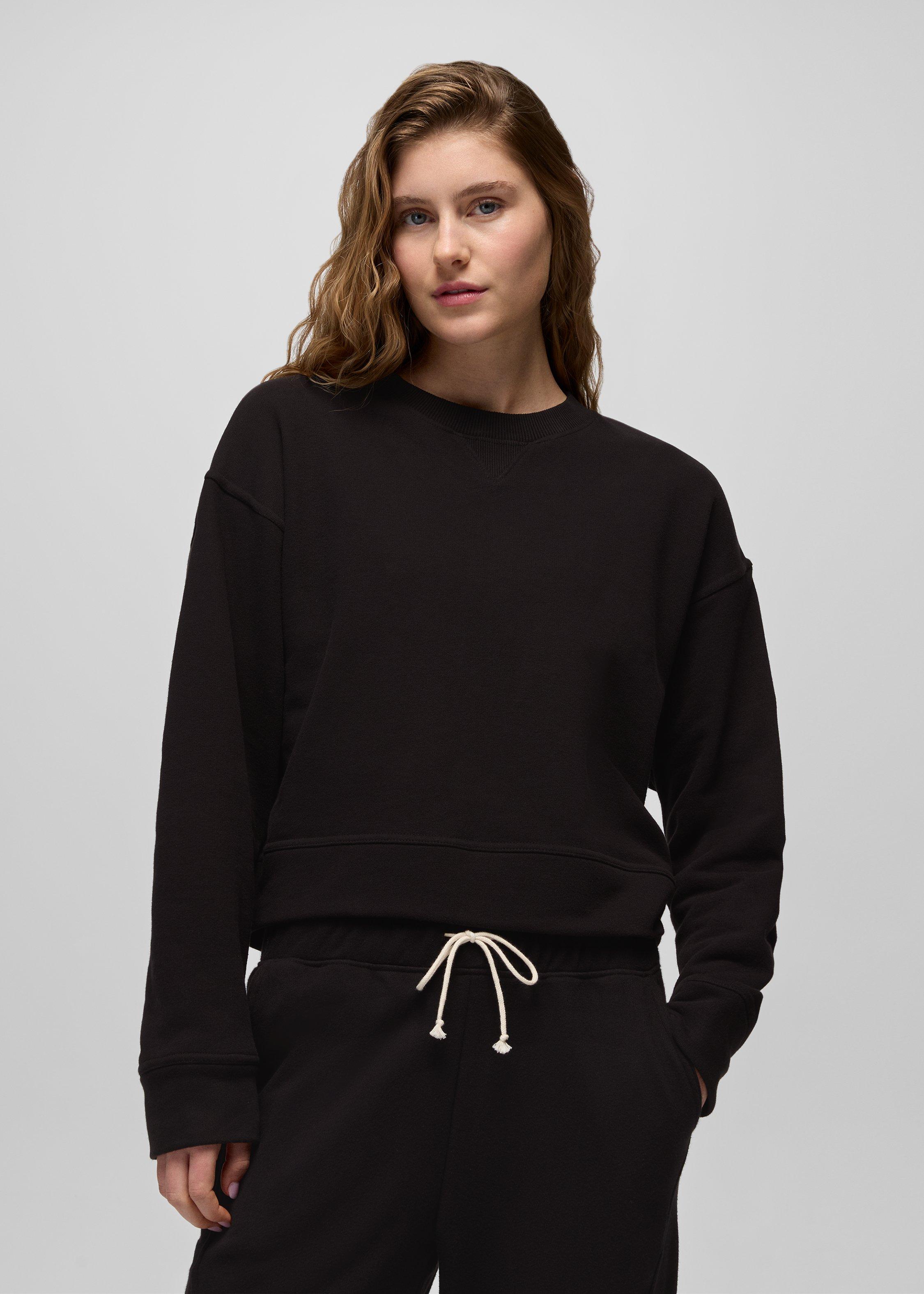 Womens prAna DreamTerry Crew Sweatshirt - Black
