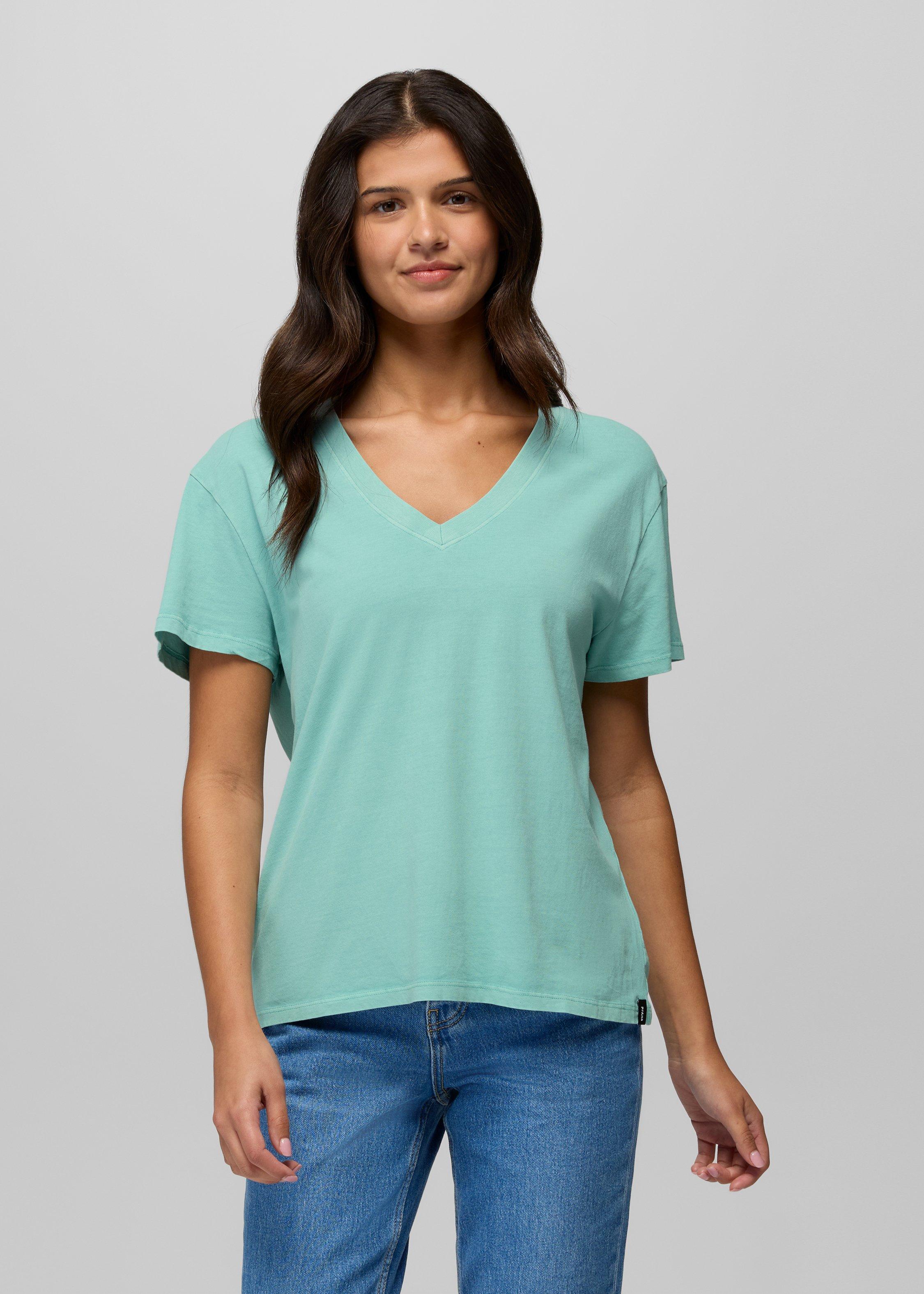 Womens prAna Everyday V-Neck Tee - Sea Glass