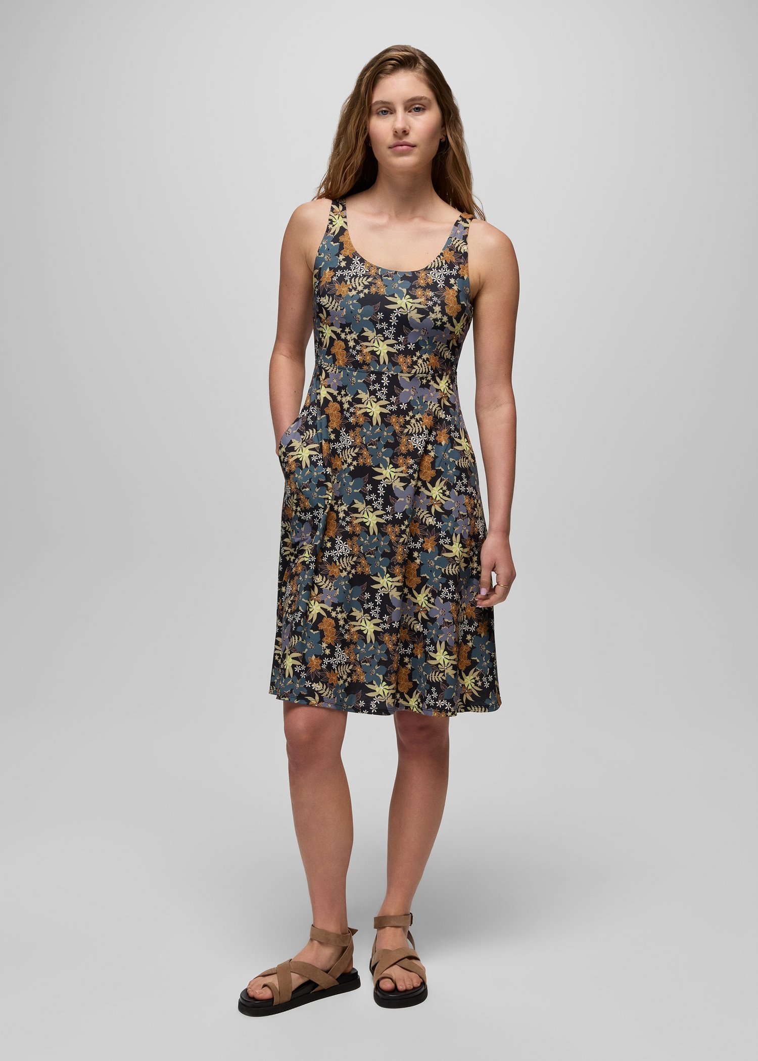 Womens prAna Corrinne Dress - Black Summer Nights