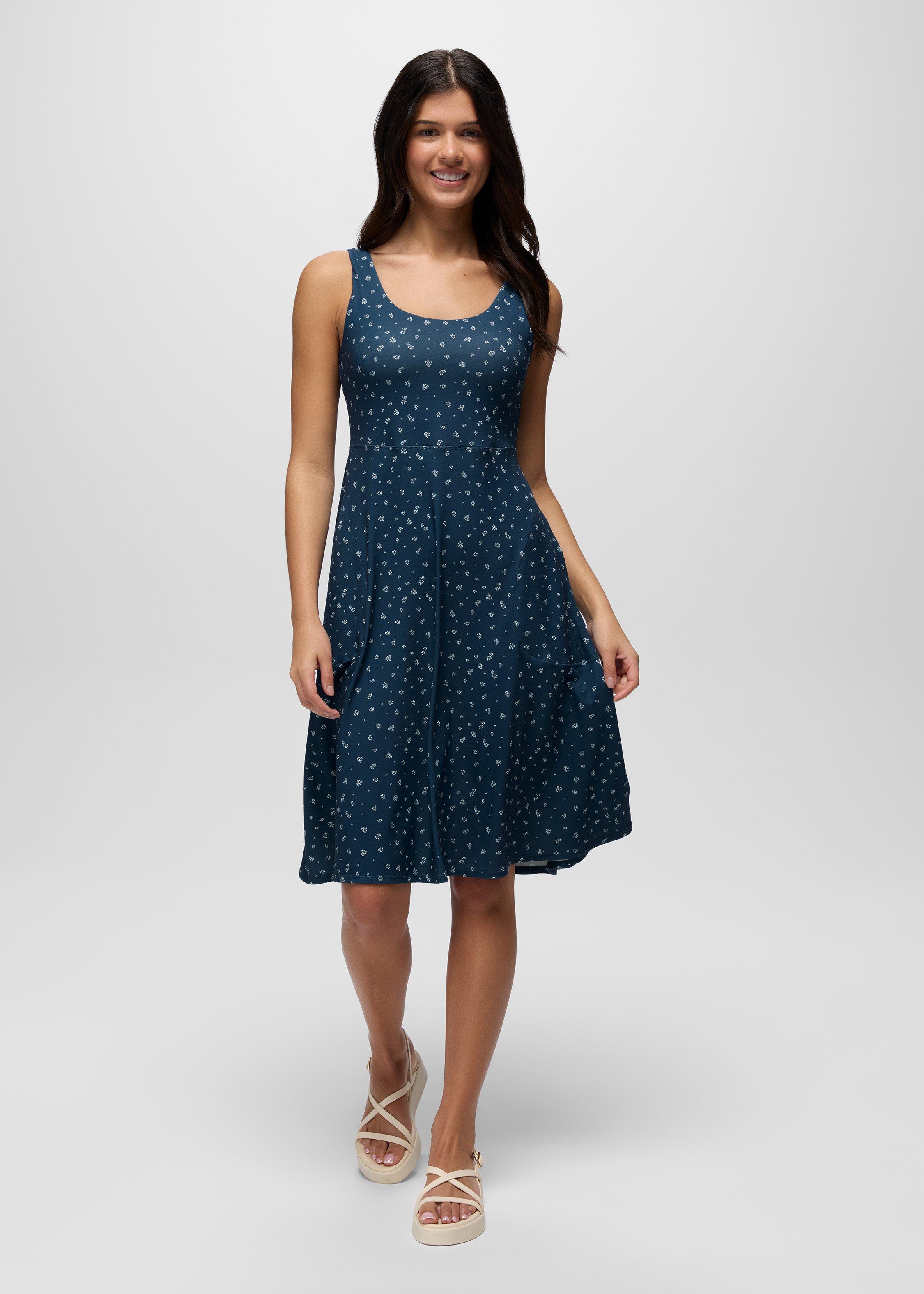 Womens prAna Corrinne Dress - Bluff Blue Spring Fling