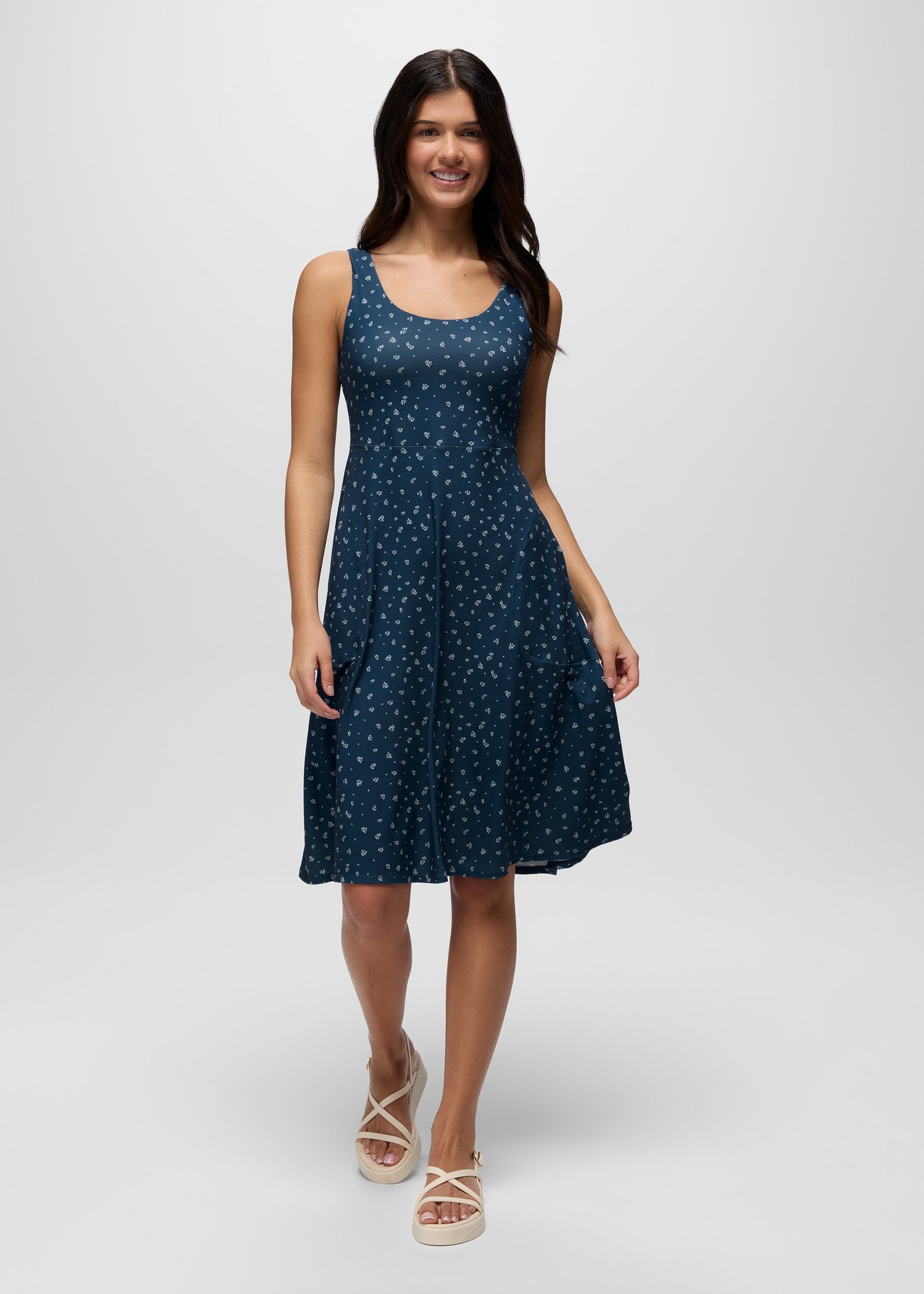 Womens prAna Corrinne Dress - Bluff Blue Spring Fling