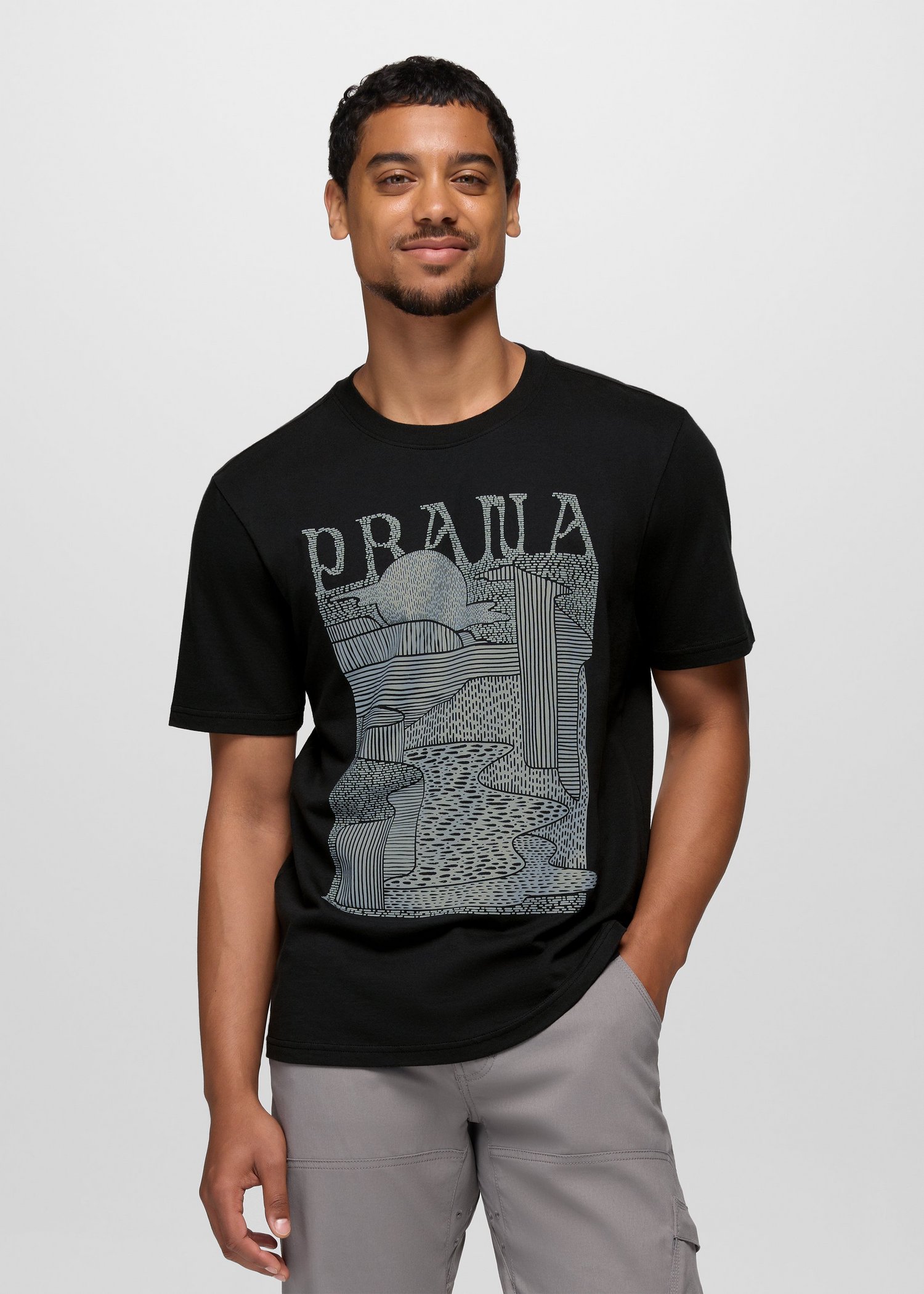 Mens prAna Pathmade Graphic Tee - Black