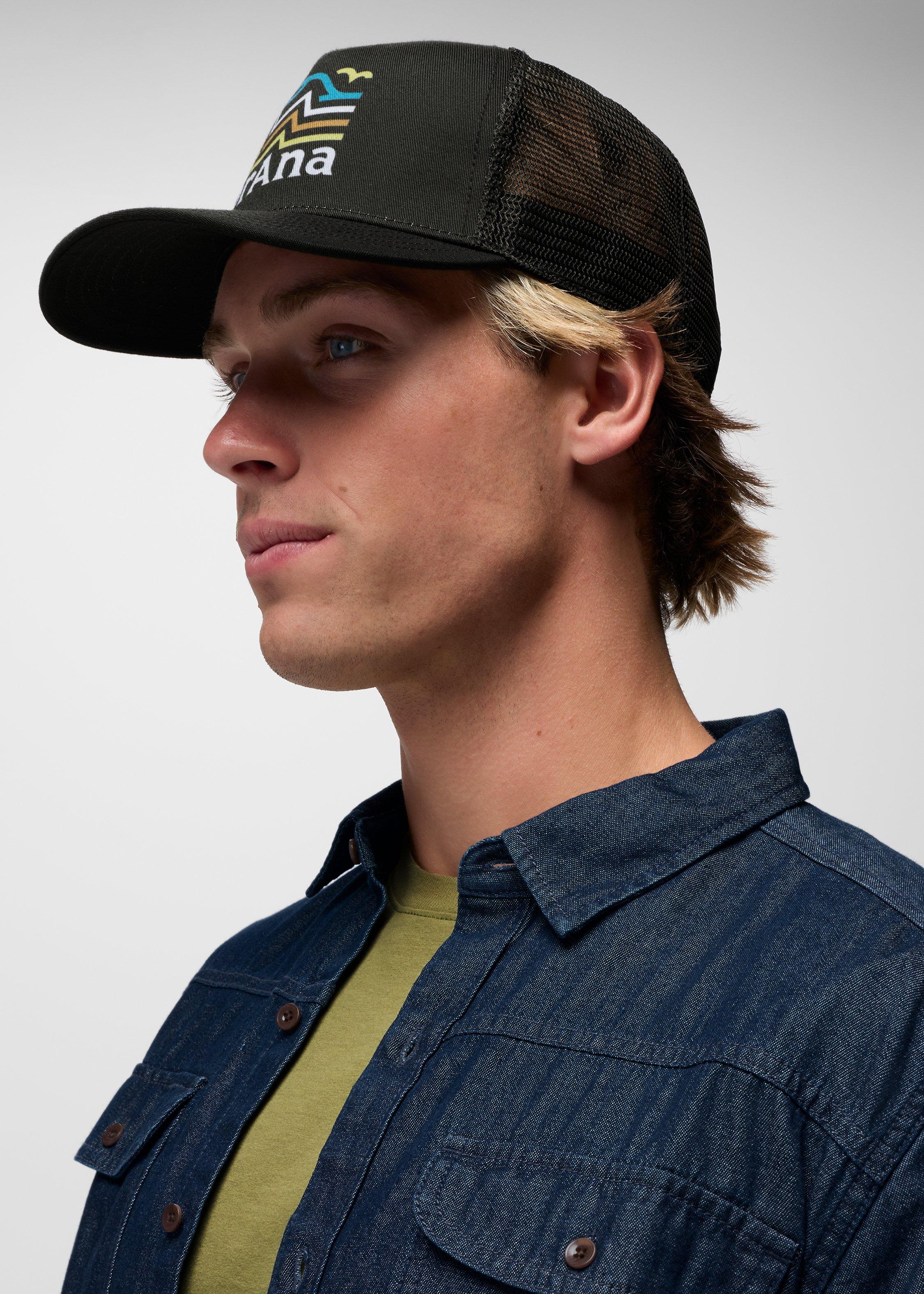 prAna Desert Road Trucker Hat - Black Peak Path