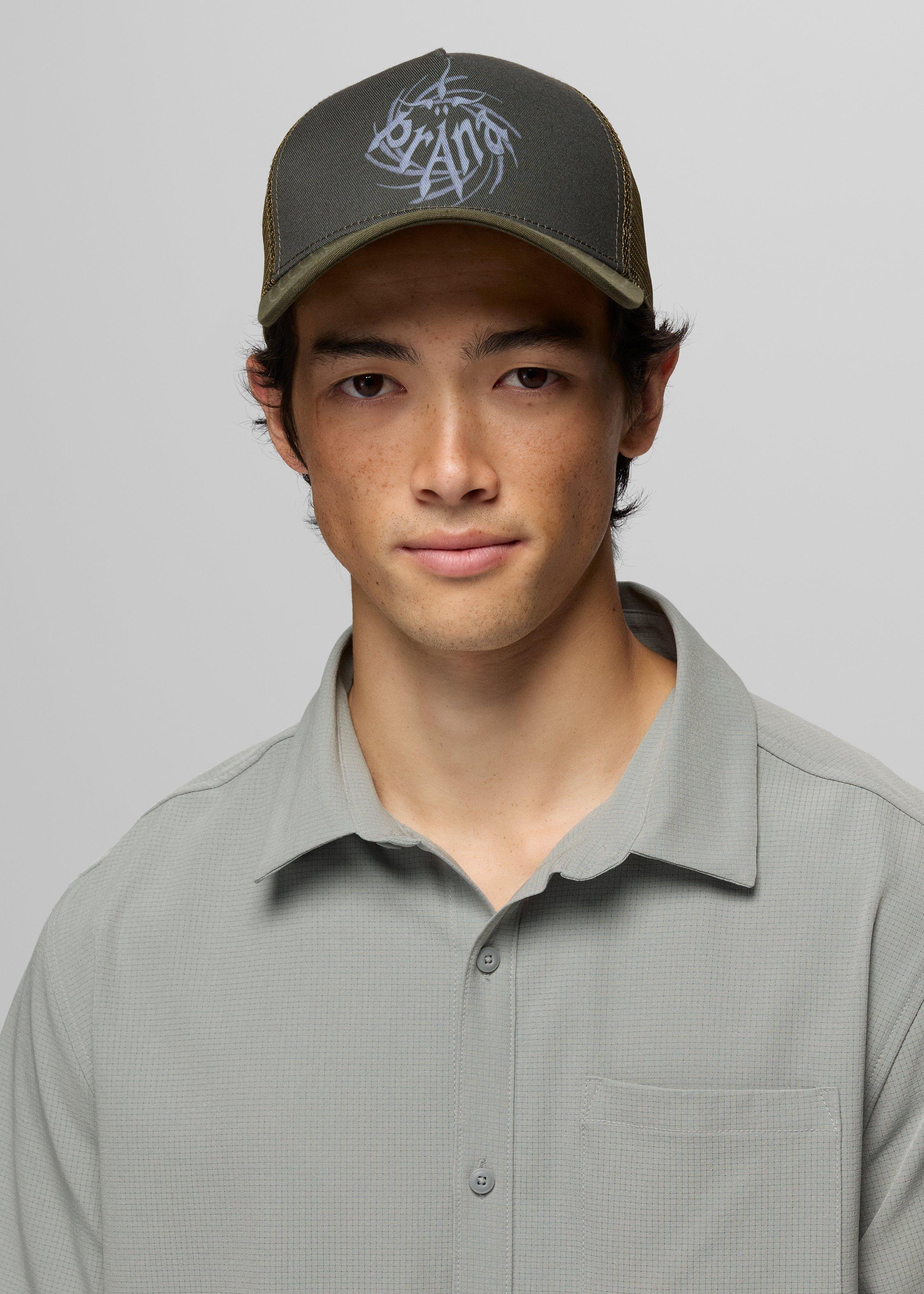 prAna Desert Road Trucker Hat in Cargo Green Universe
