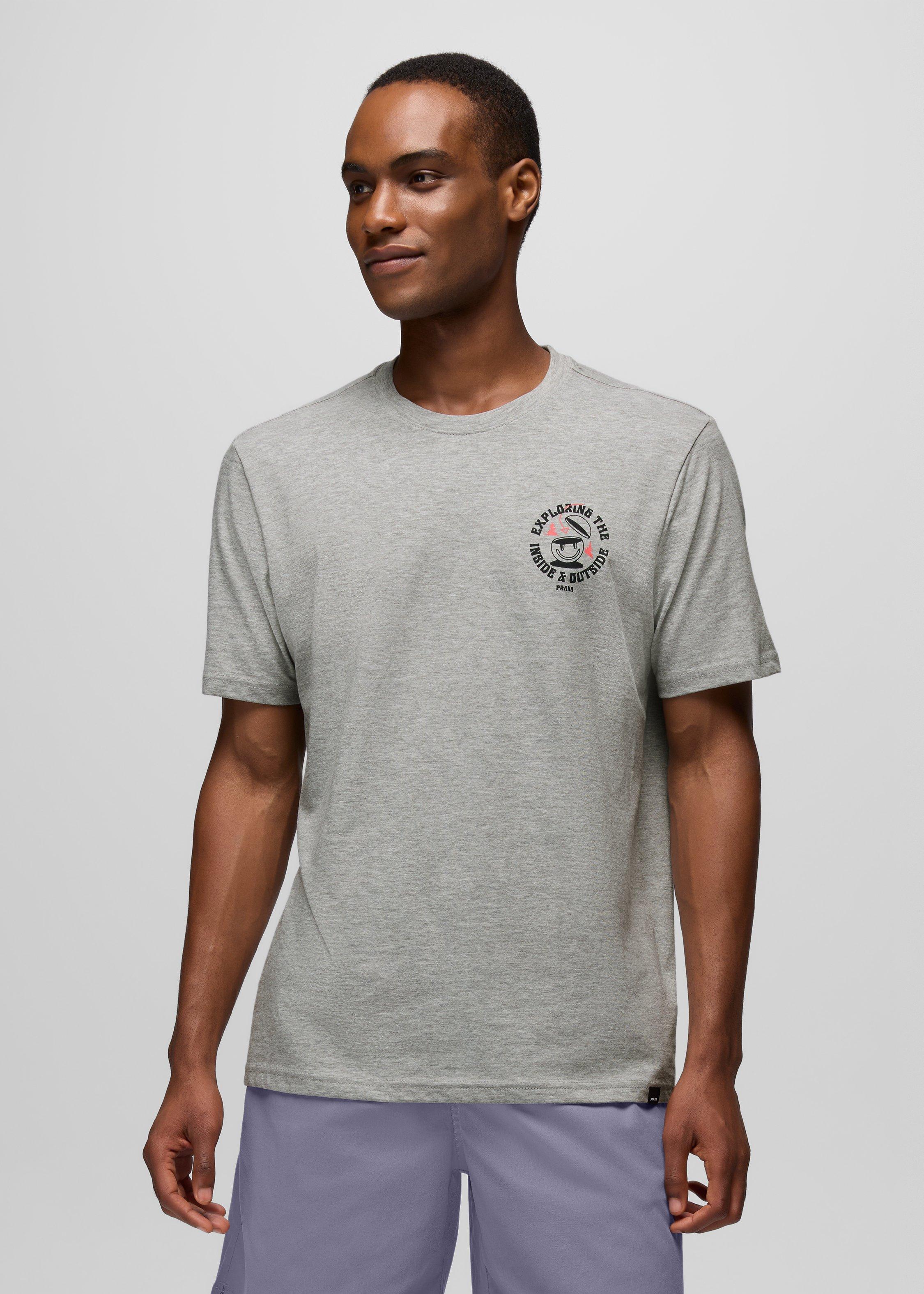 Mens prAna Inward Journey Short Sleeve Graphic Tee - Heather Grey
