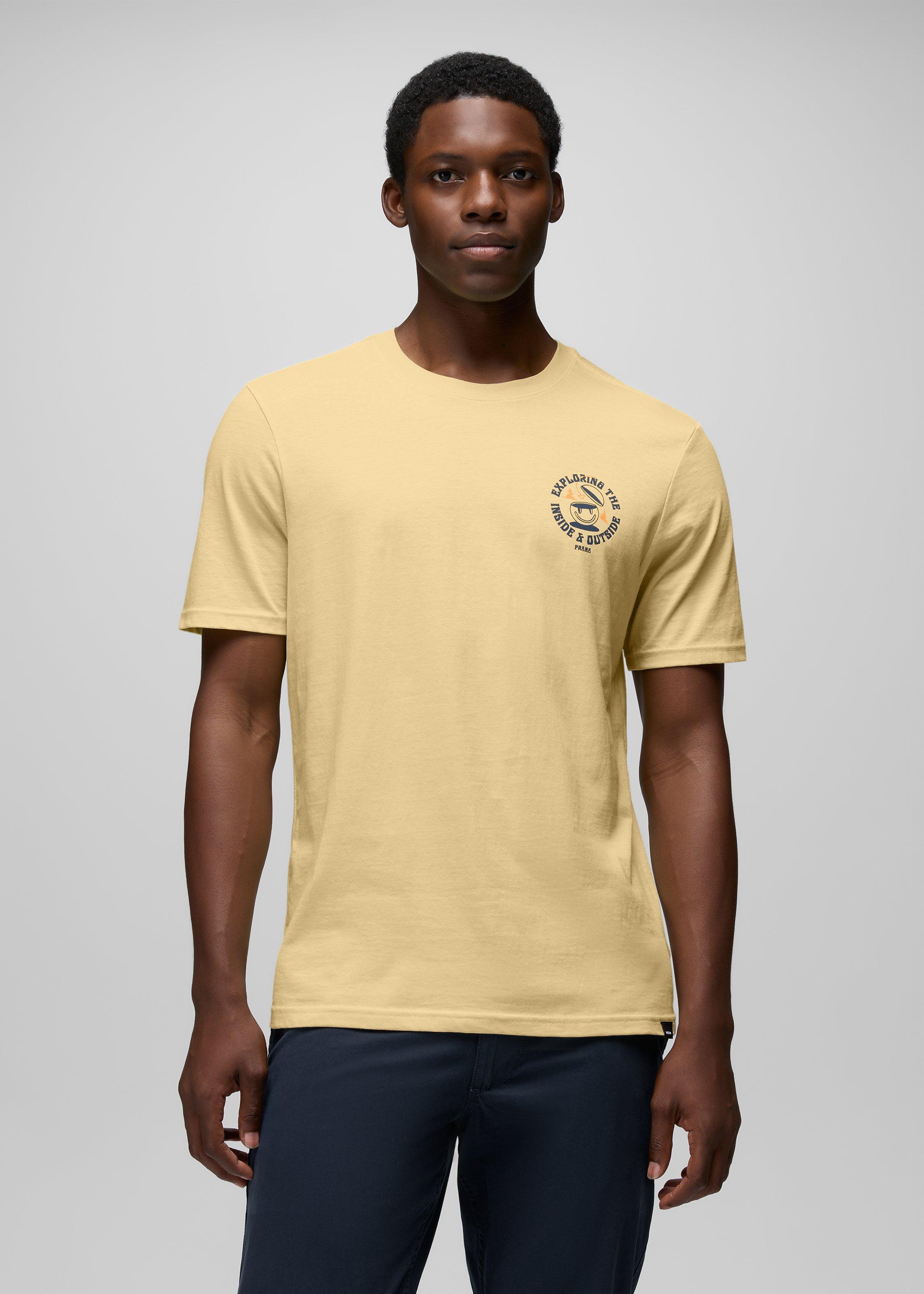 Mens prAna Inward Journey Short Sleeve Graphic Tee - Vanilla Bean
