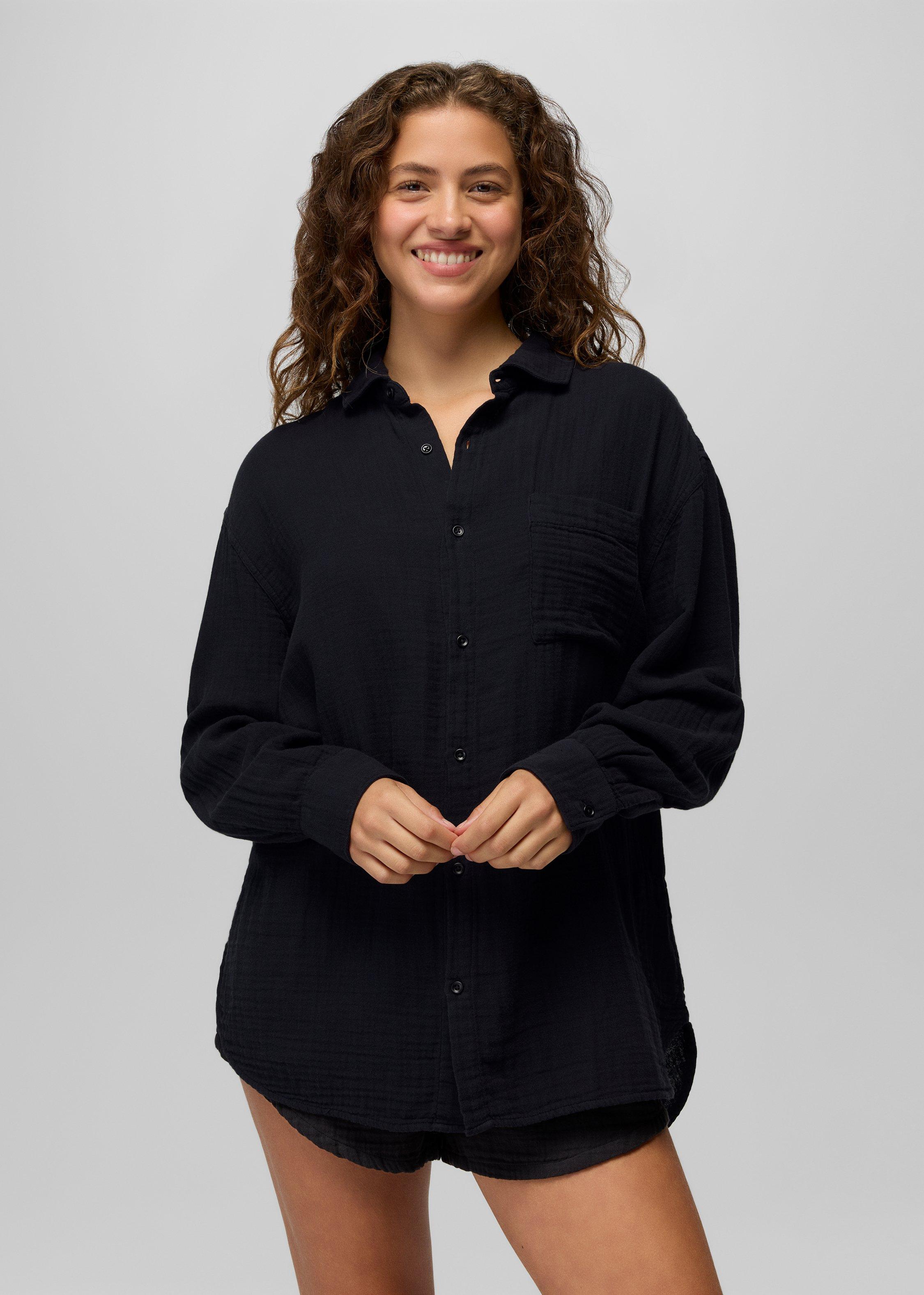 Womens prAna Hideaways Button Down Top - Black