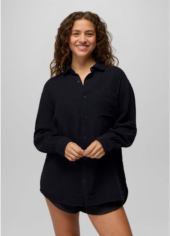 Hideaways Button Down Top, Color: Black, image 1