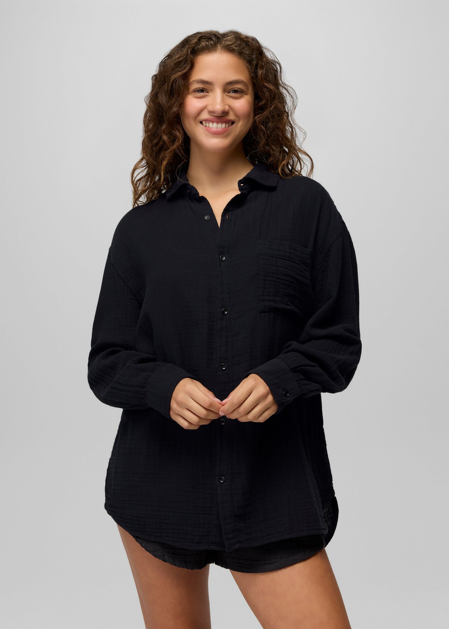 Womens prAna Hideaways Button Down Top - Black