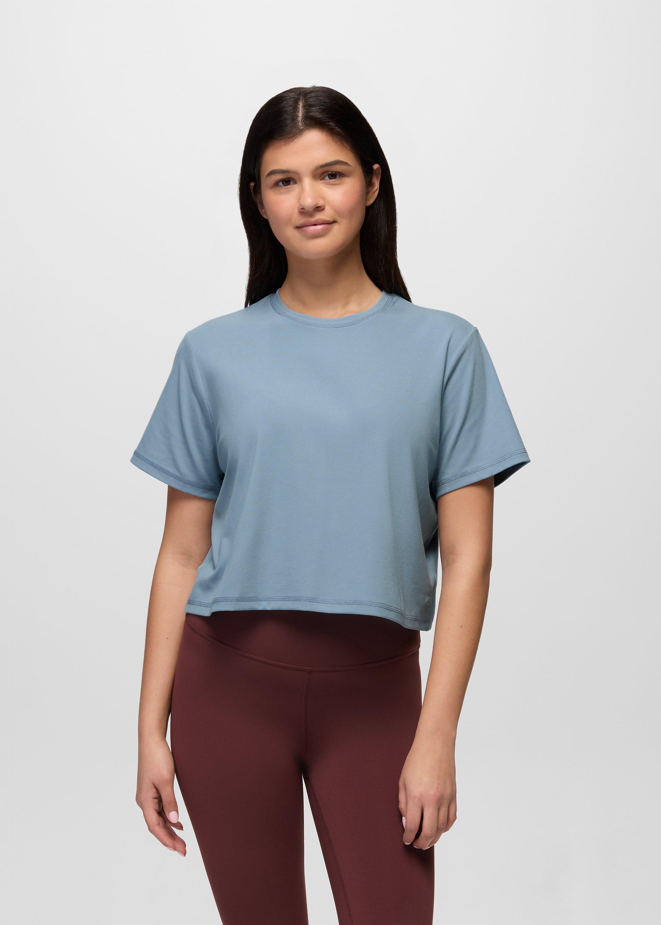 Womens prAna Pure Ascent Short Sleeve - Glacier Skies