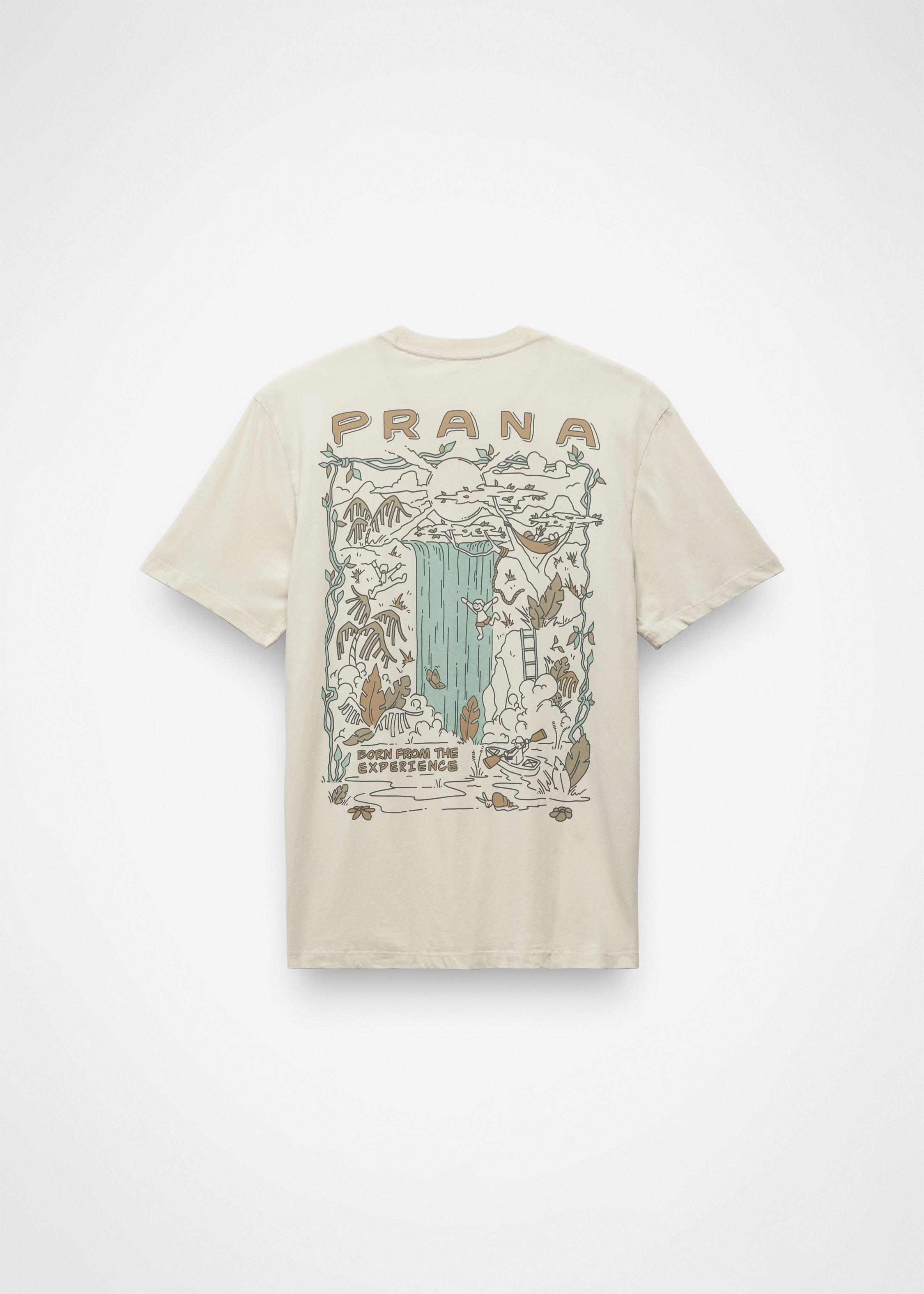 Mens prAna Everyday Paradise Creek Short Sleeve Graphic Tee - Beach Pebble