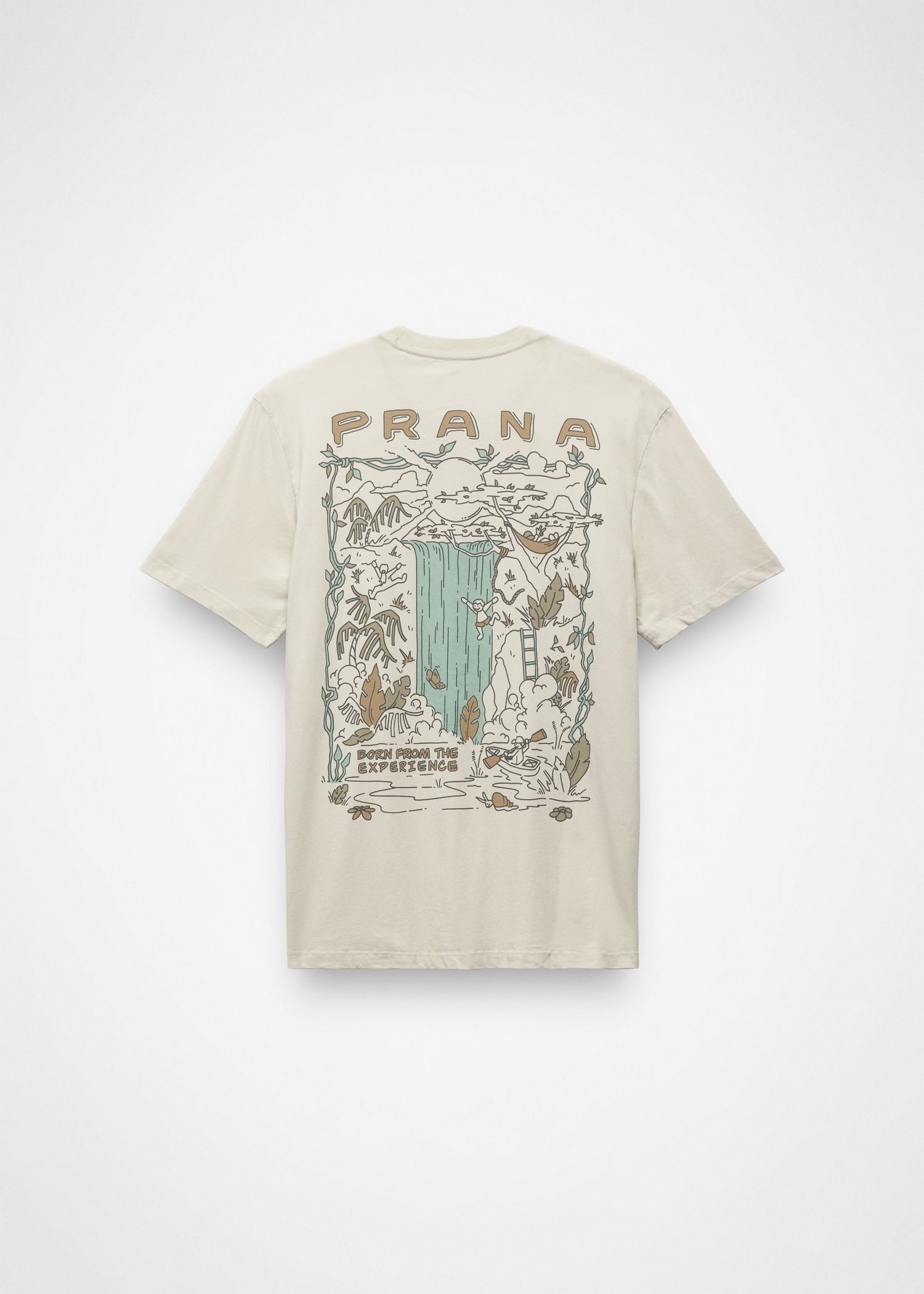 Mens prAna Everyday Paradise Creek Short Sleeve Graphic Tee - Beach Pebble