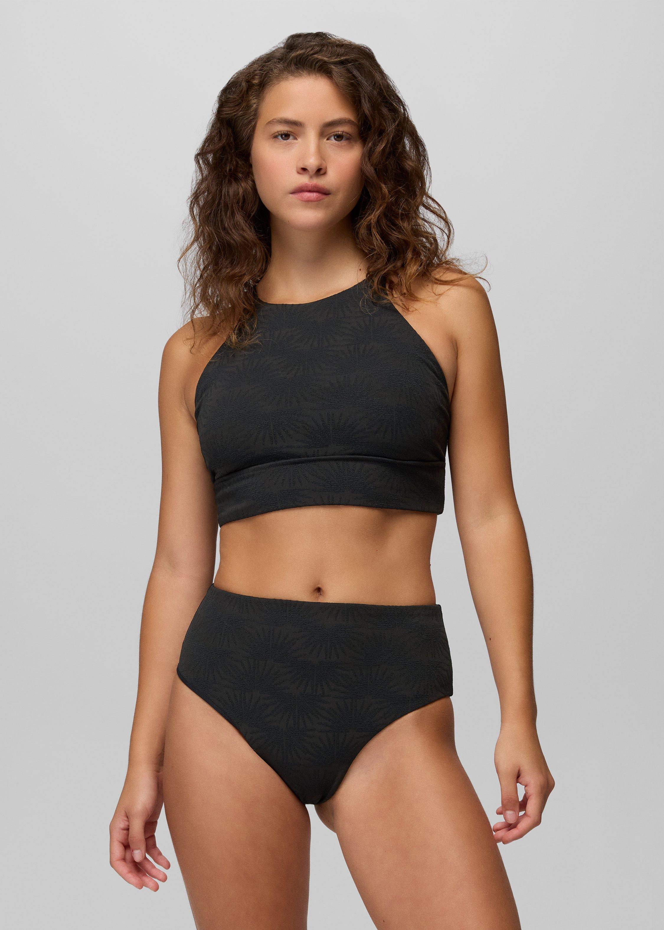 prAna Women's Lahari Sunburst HR Bikini Bottom in Black - Size: Medium