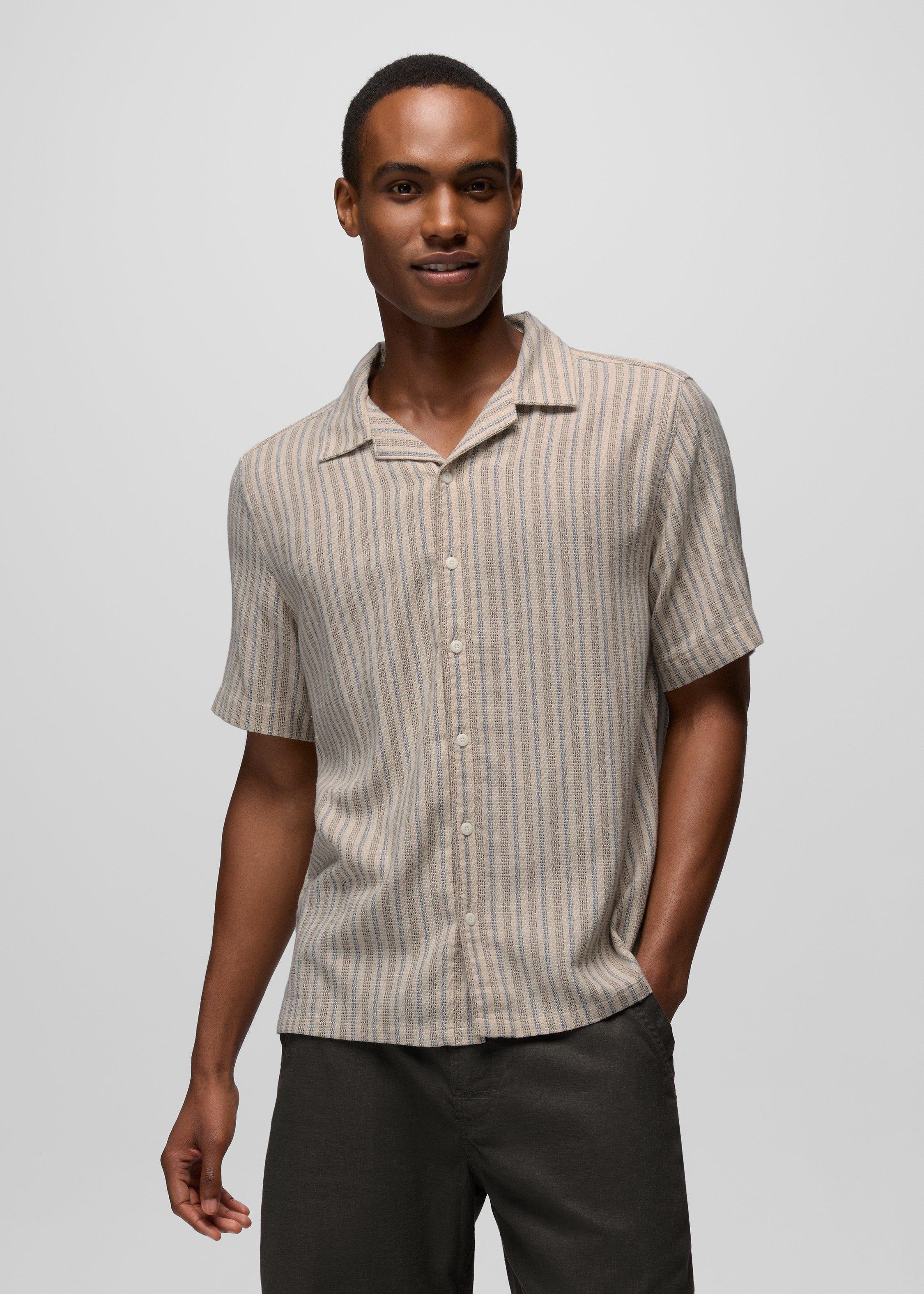 Mens prAna Anza Borrego Short Sleeve Shirt - Alba