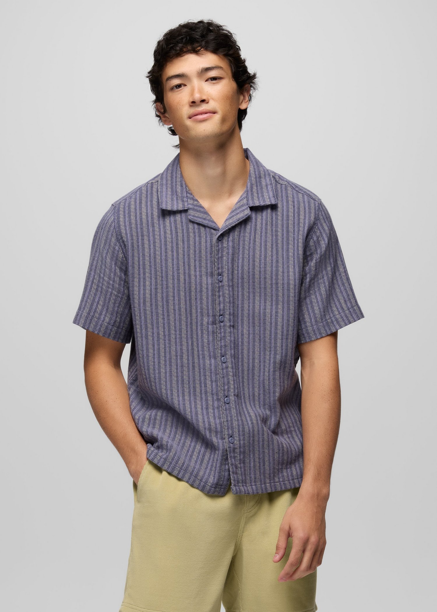 Mens prAna Anza Borrego Short Sleeve Shirt - Taro