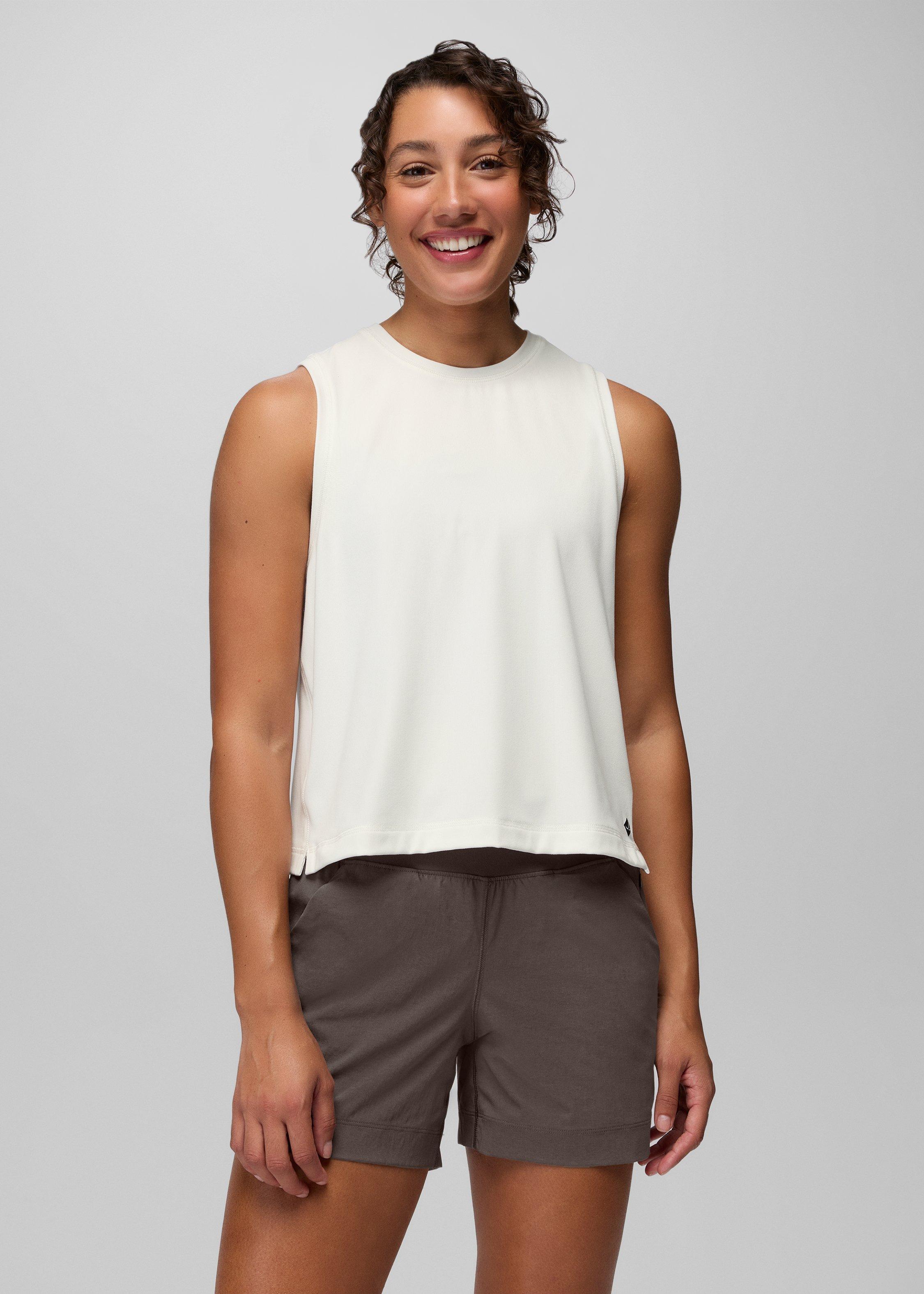 Womens prAna Pure Ascent Muscle Tank - Soft White