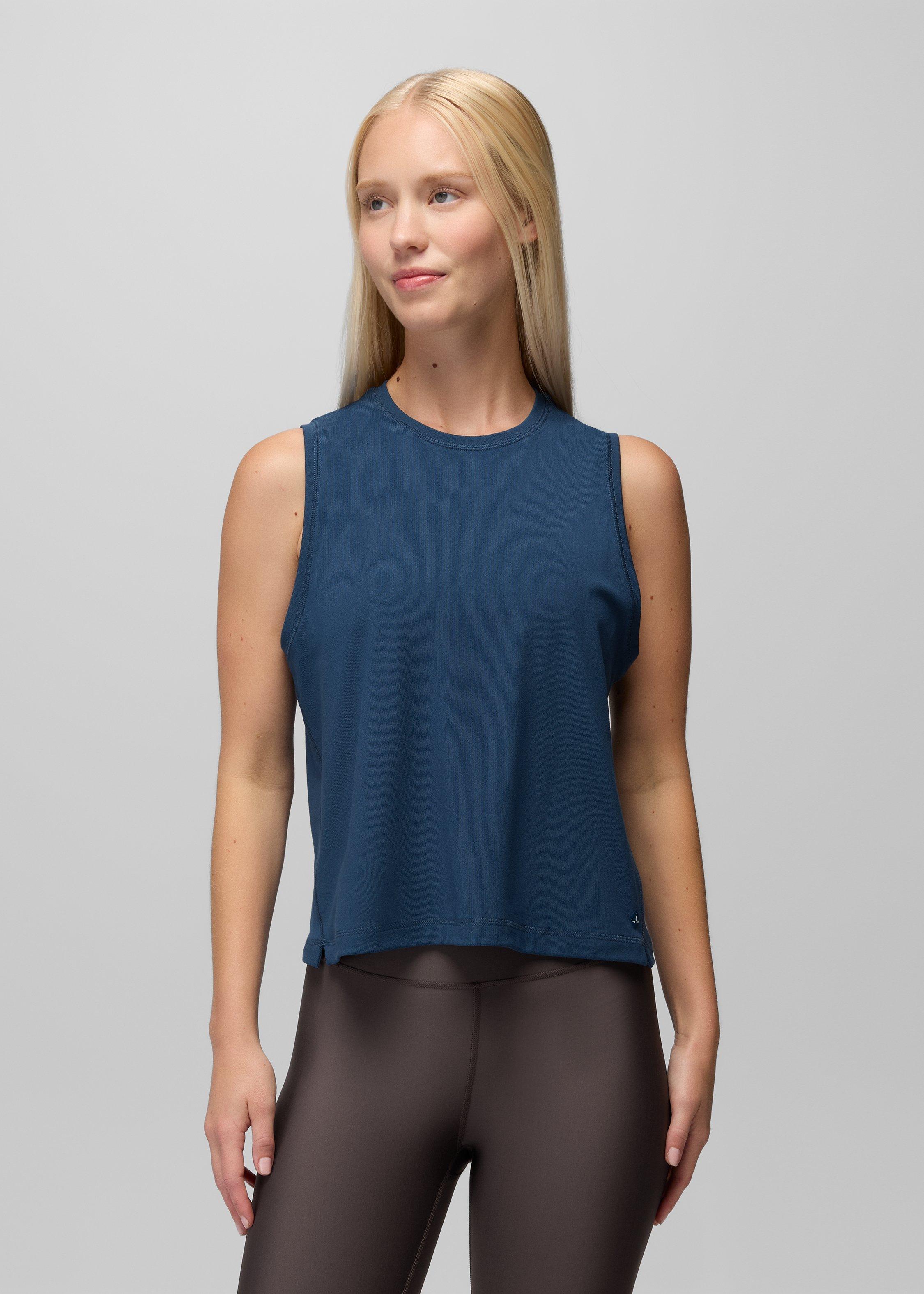 Womens prAna Pure Ascent Muscle Tank - Bluff Blue