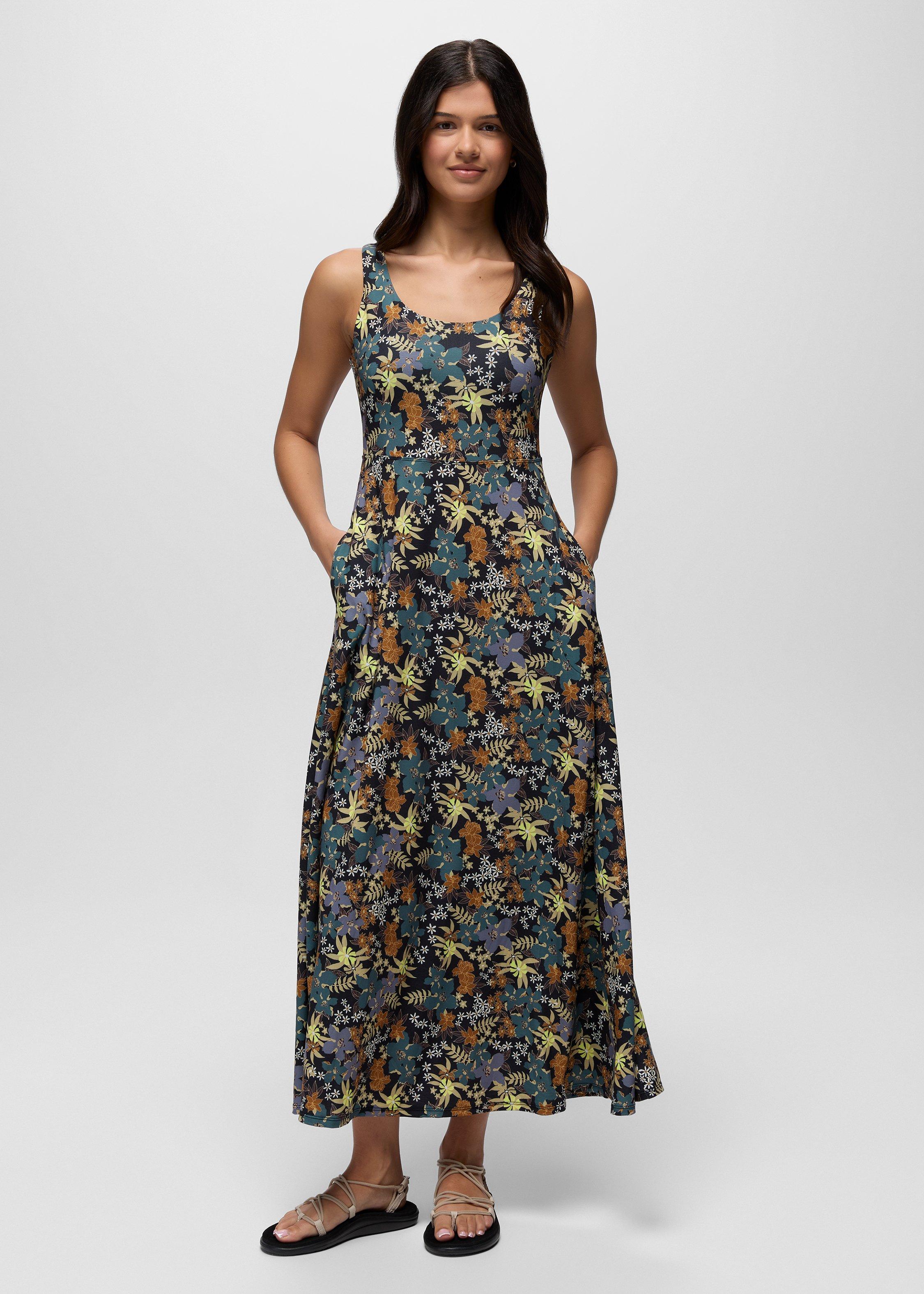 Womens prAna Corrinne Maxi Dress - Black Summer Nights