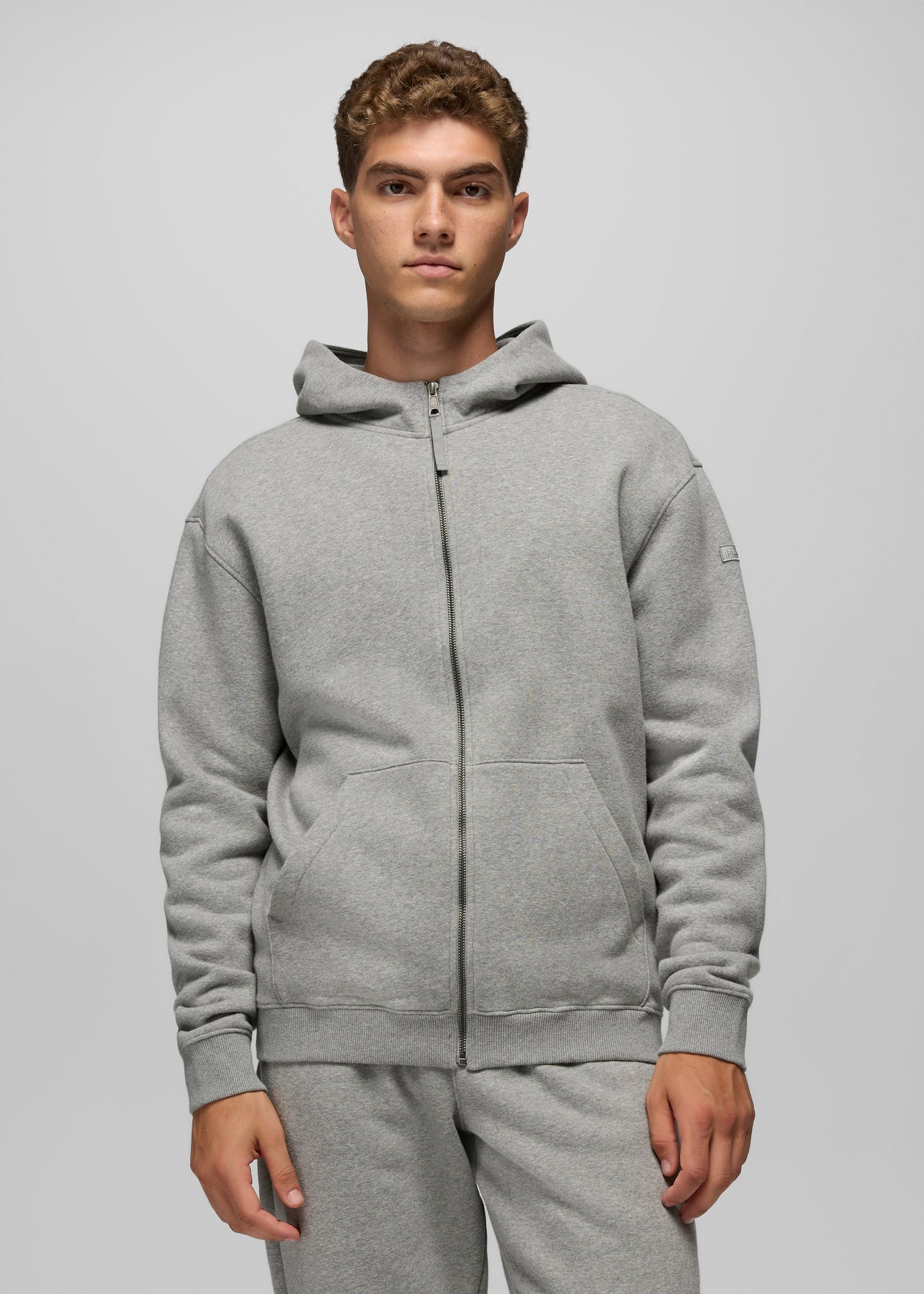 Mens prAna DreamFleece Full Zip Hoodie - Heather Grey
