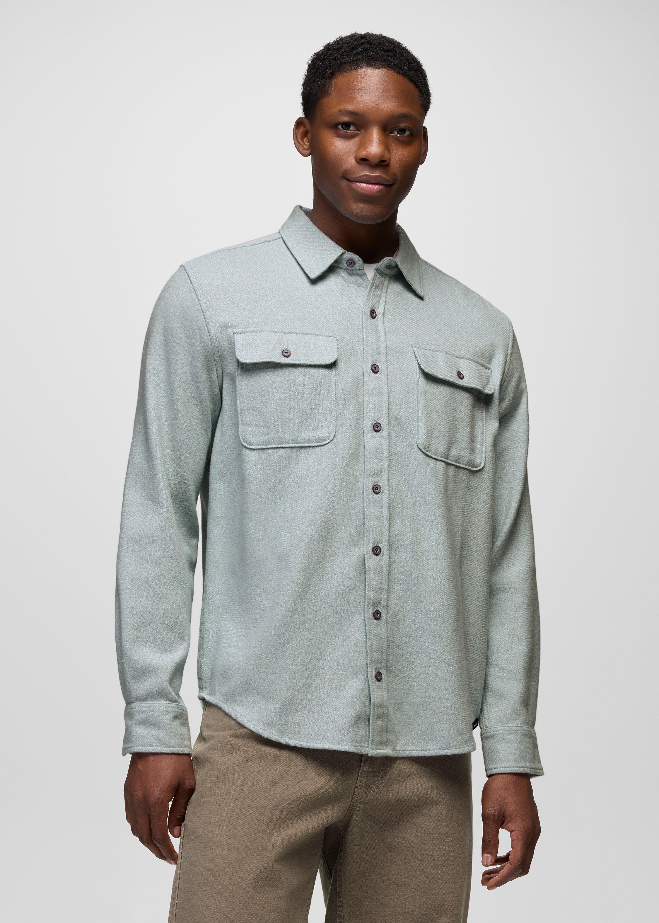 Mens prAna Point Reyes Long Sleeve Shirt - Glacier Skies