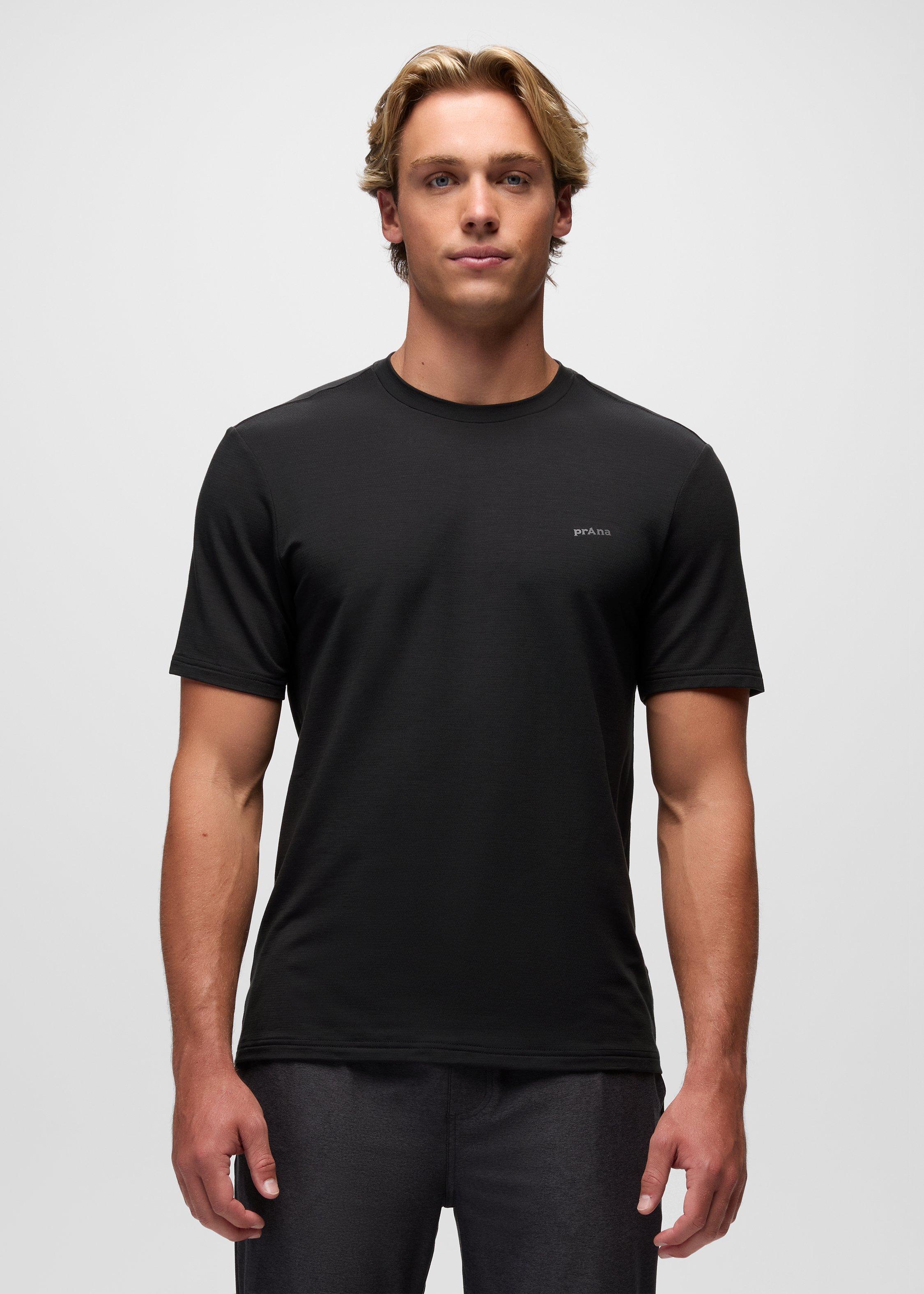 Mens prAna Tolmie Tech Short Sleeve Crew - Black