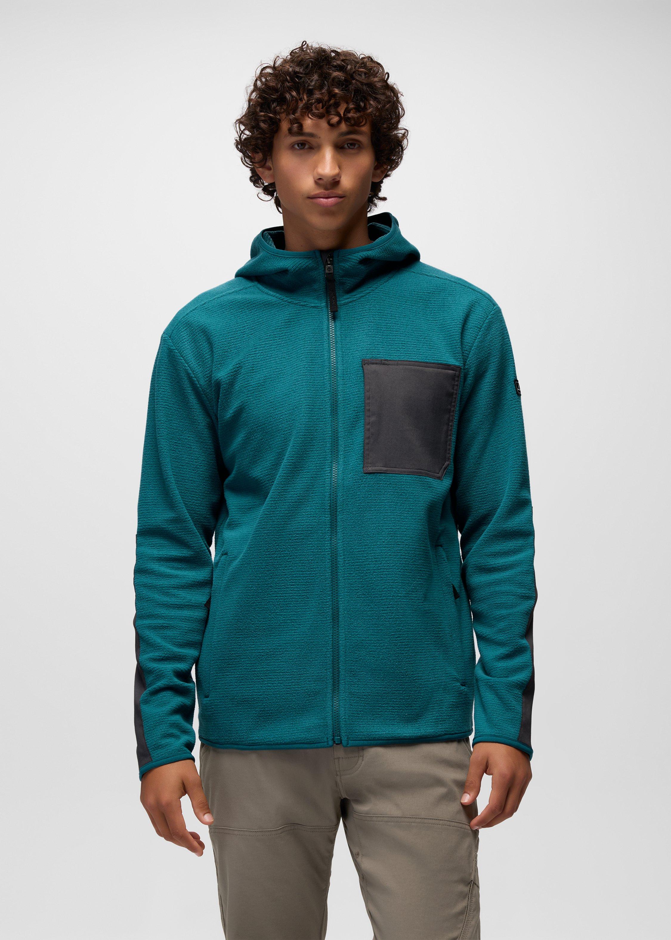 Mens prAna Stretch Zion&trade; Fleece Full Zip Hoodie - Blue Coral
