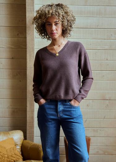 Milani Long Sleeve V-Neck, Color: Mocha, image 2