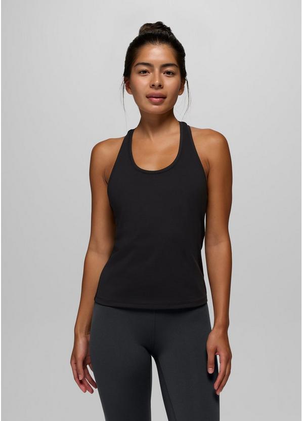 Luxara Racerback Long Tank, Color: Black, image 1