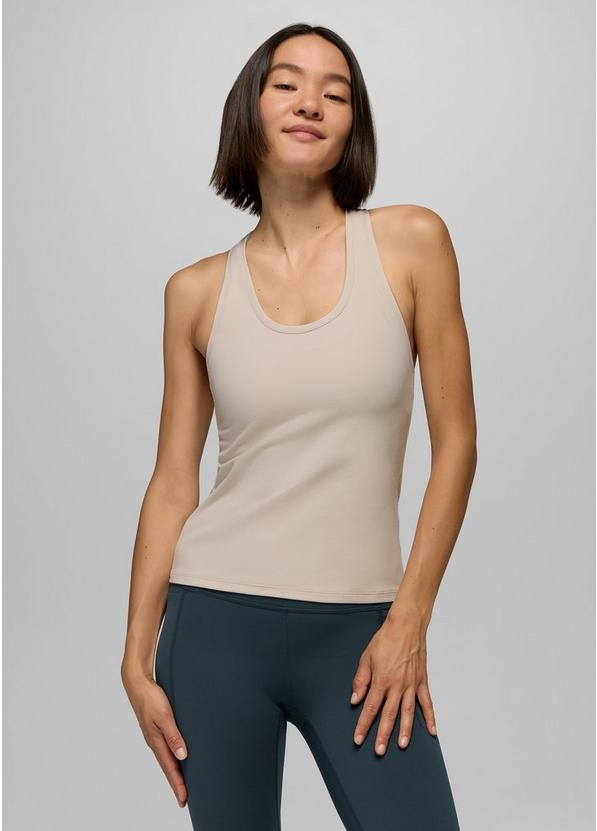 Luxara Racerback Long Tank, Color: Almond, image 1