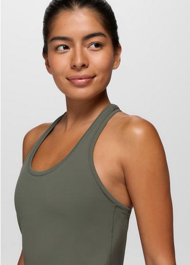 Luxara Racerback Long Tank, Color: Thyme, image 3