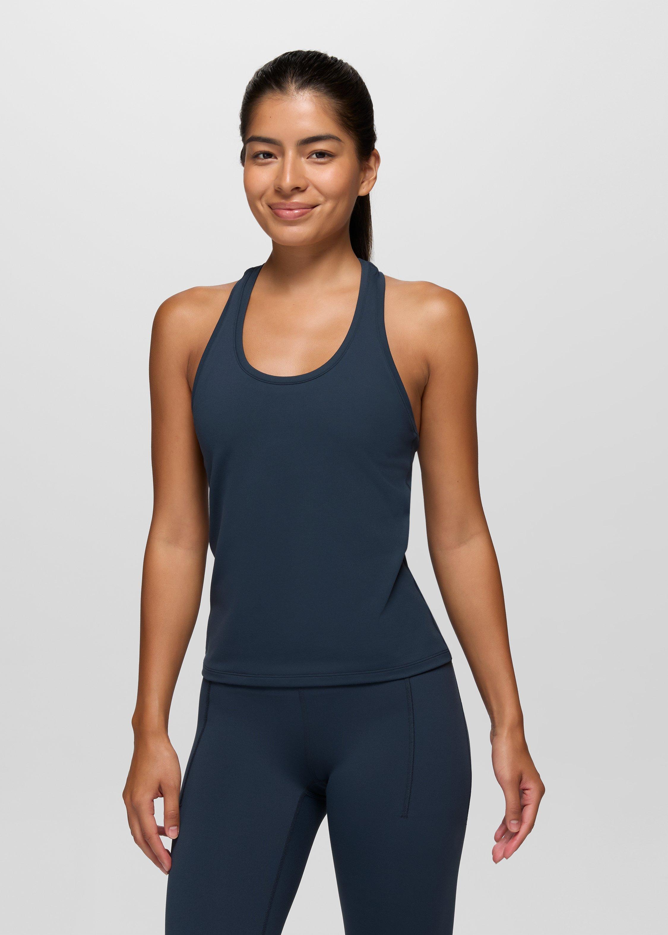 Womens prAna Luxara&trade; Racerback Long Tank - Stormy Night