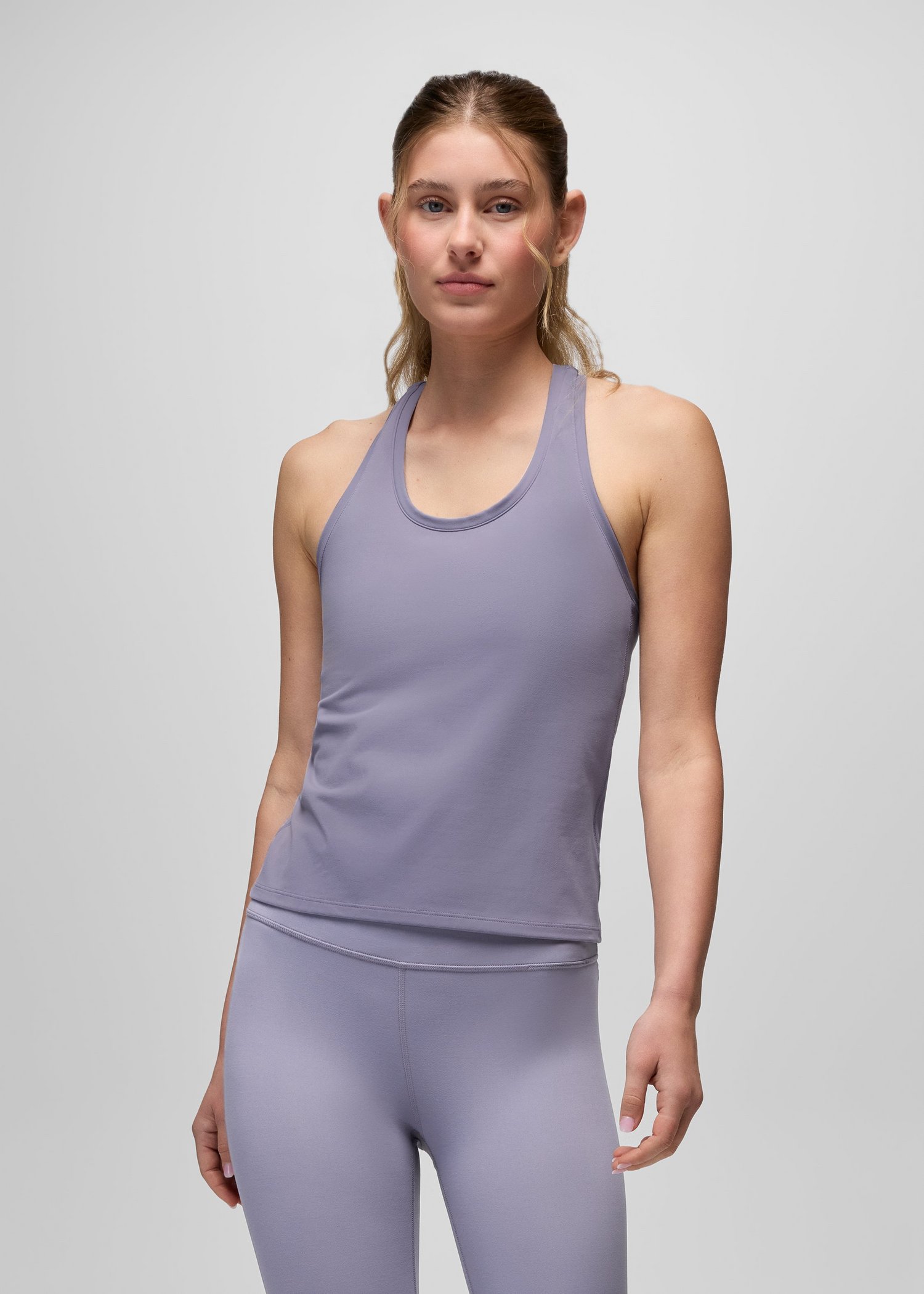 Womens prAna Luxara™ Racerback Long Tank - Taro