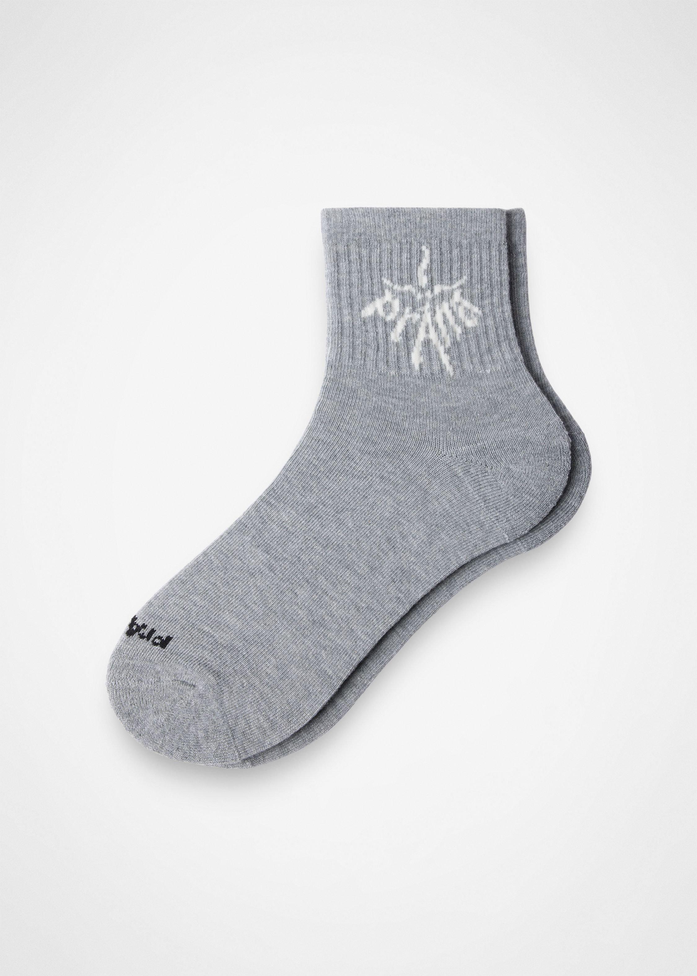 Gender Neutral prAna Originals Half Crew Sock - Heather Grey / Soft White