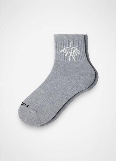prAna Originals Half Crew Sock, Color: Heather Grey / Soft White, image 1