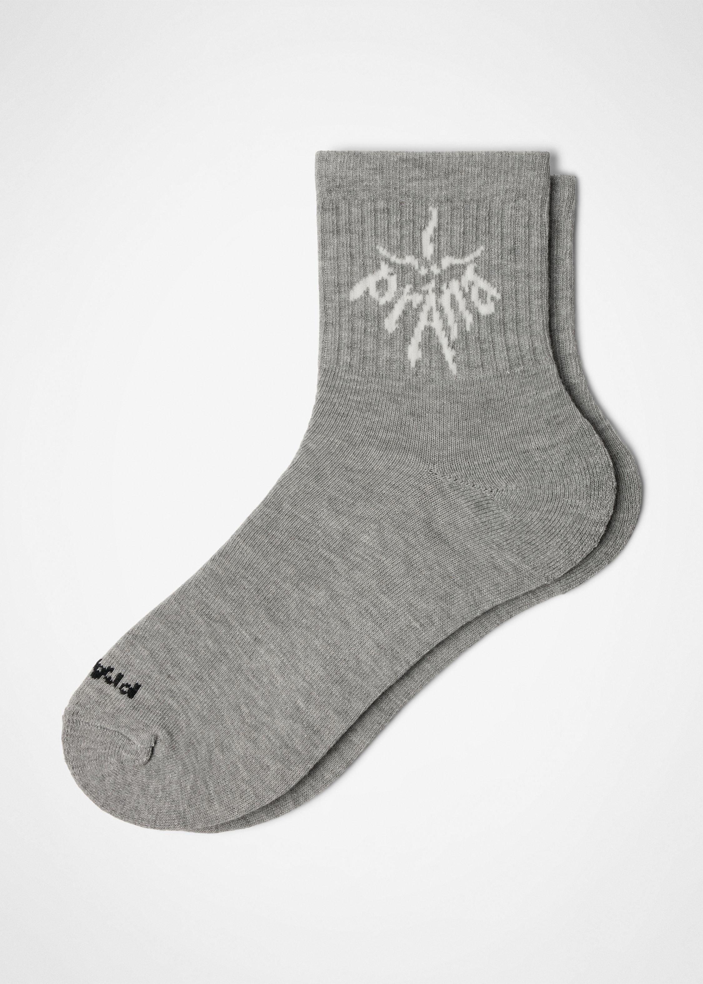 Gender Neutral prAna Originals Half Crew Sock - Heather Grey / Soft White
