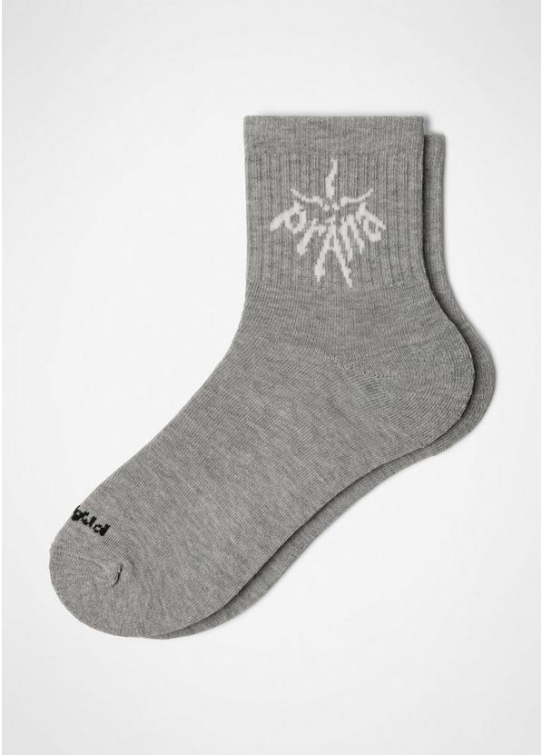 prAna Originals Half Crew Sock, Color: Heather Grey / Soft White, image 2