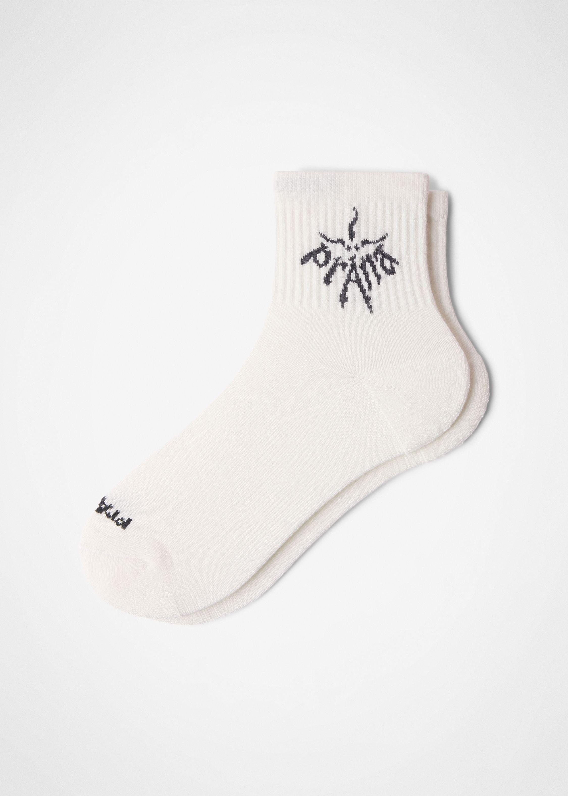 Gender Neutral prAna Originals Half Crew Sock - Soft White / Shadow