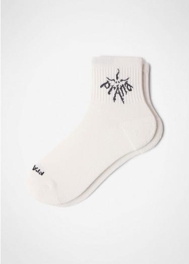 prAna Originals Half Crew Sock, Color: Soft White / Shadow, image 2