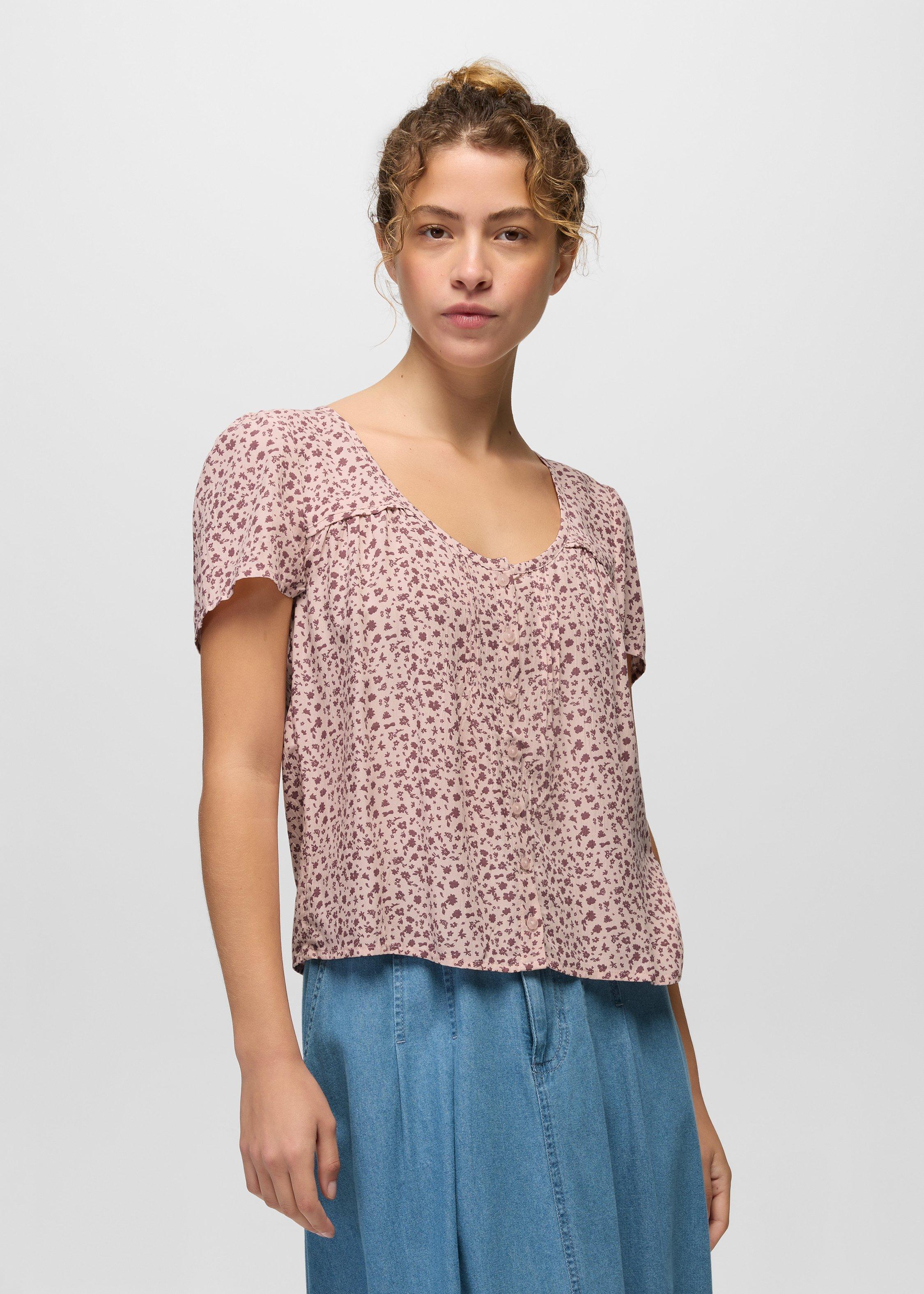 Womens prAna Moonvale Short Sleeve Top - Dawn